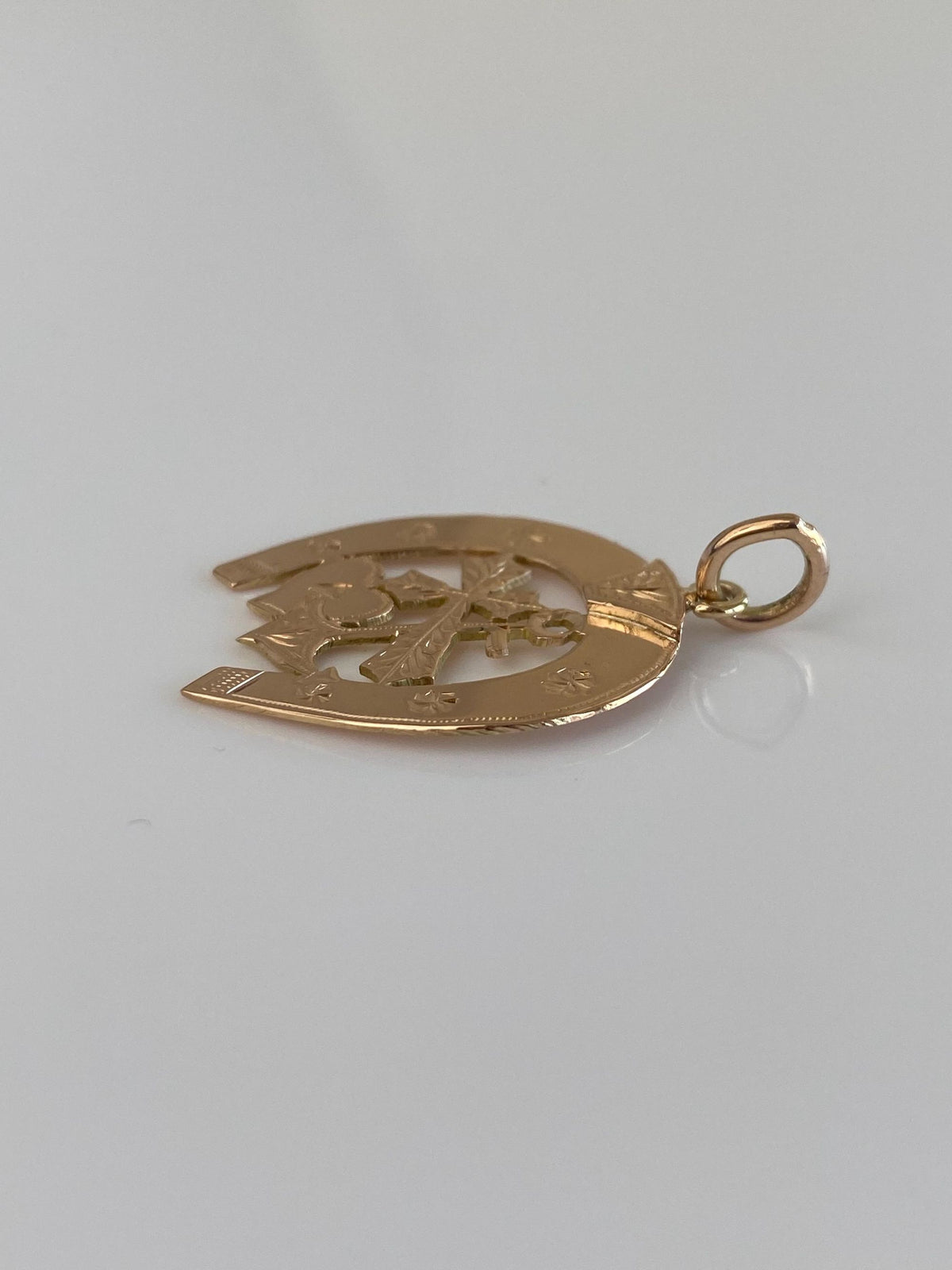Vintage Solid 14k Rosey Gold Cross Anchor Heart Horseshoe Charm