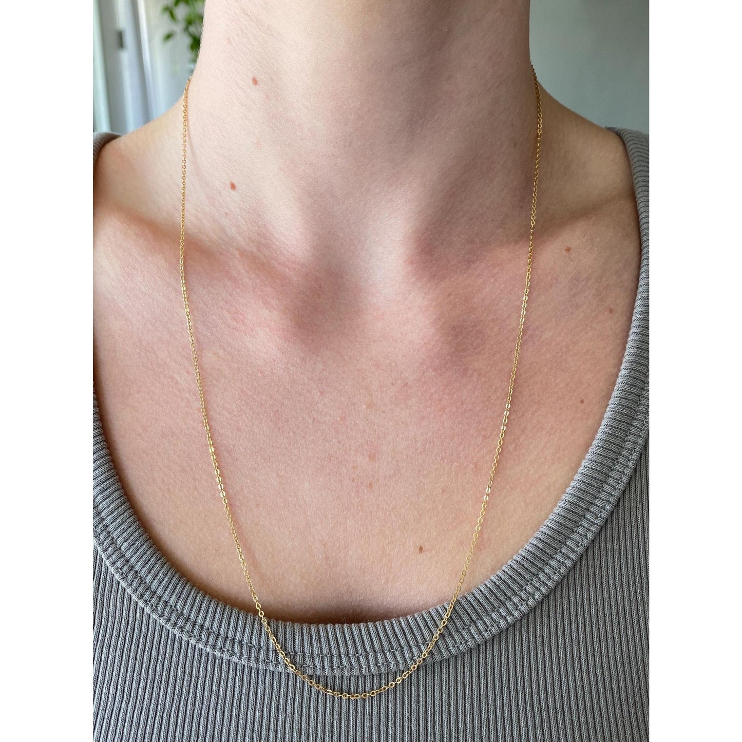 Vintage Solid 14k Yellow Gold Cable Chain Necklace - 23 inches