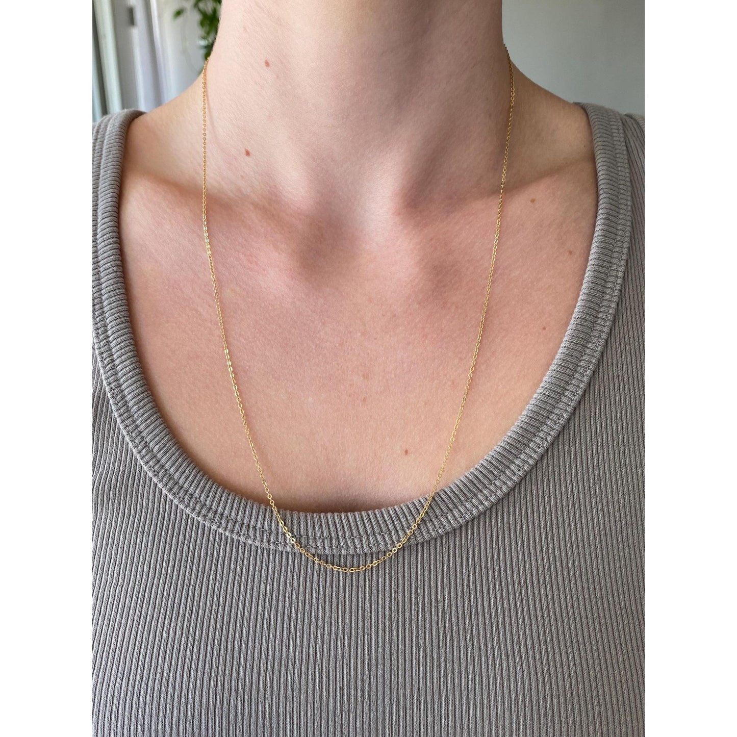 Vintage Solid 14k Yellow Gold Cable Chain Necklace - 23 inches