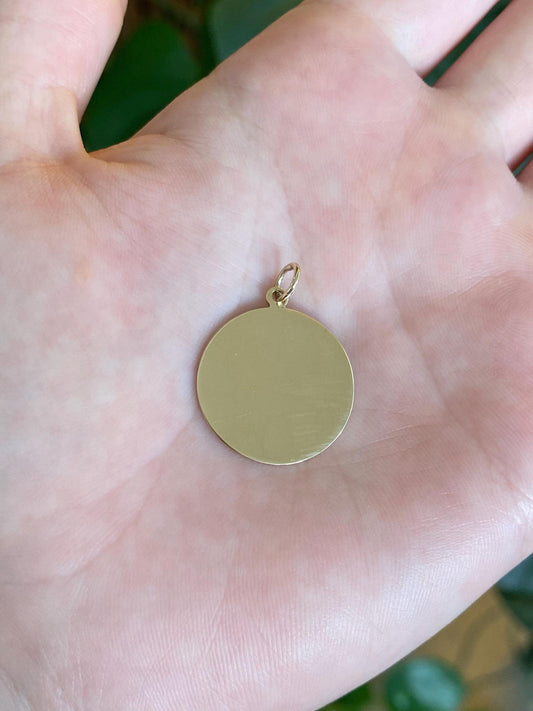 Vintage Solid 14k Yellow Gold Disc Charm