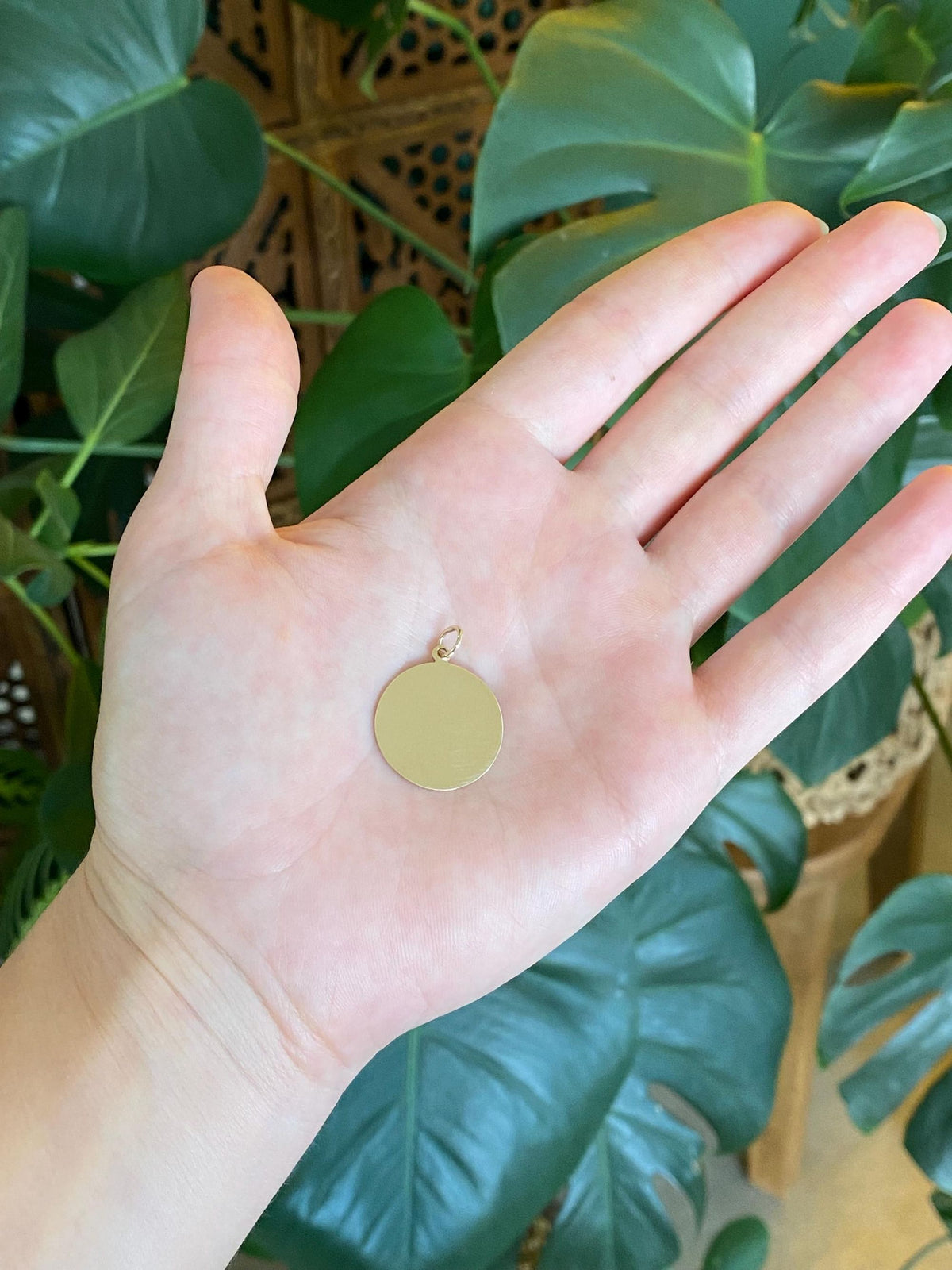 Vintage Solid 14k Yellow Gold Disc Charm