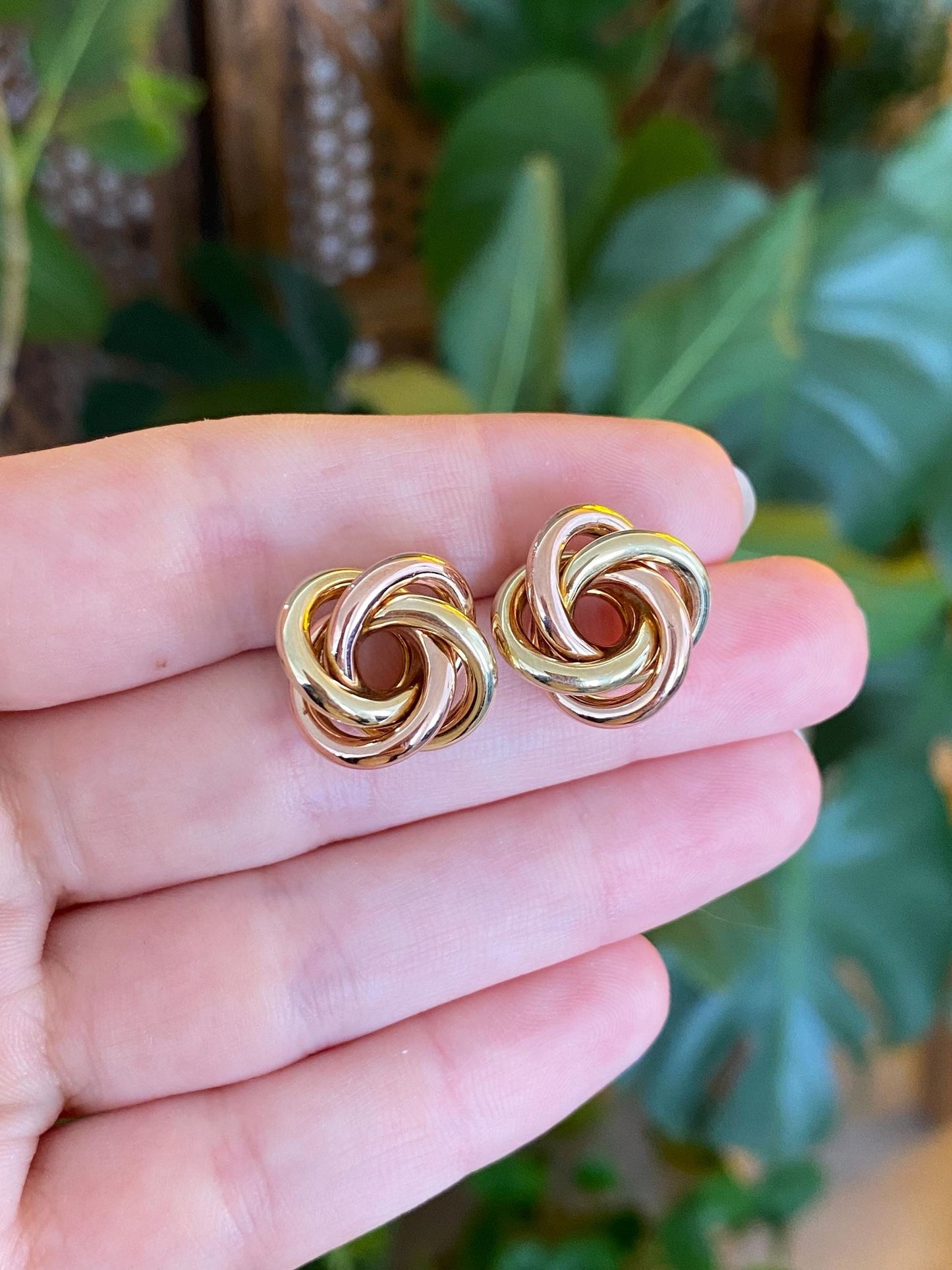 Vintage 14k Rose & Yellow Gold Knot Stud Earrings