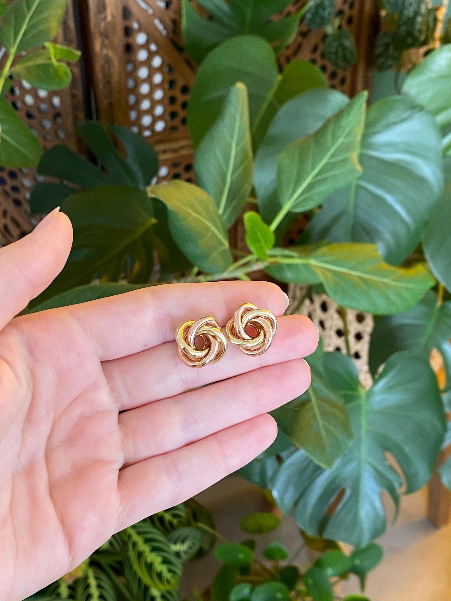 Vintage 14k Rose & Yellow Gold Knot Stud Earrings