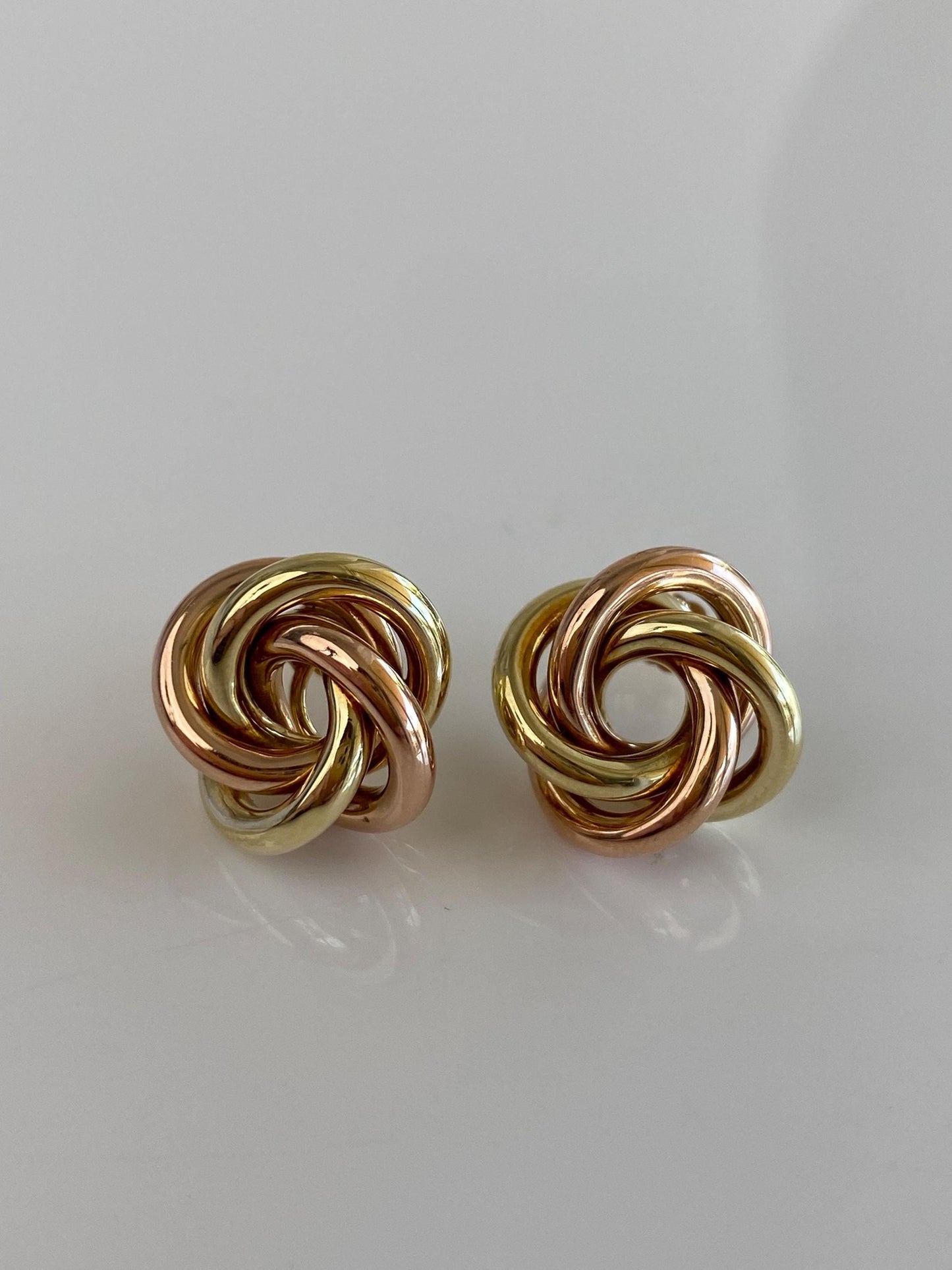 Vintage 14k Rose & Yellow Gold Knot Stud Earrings