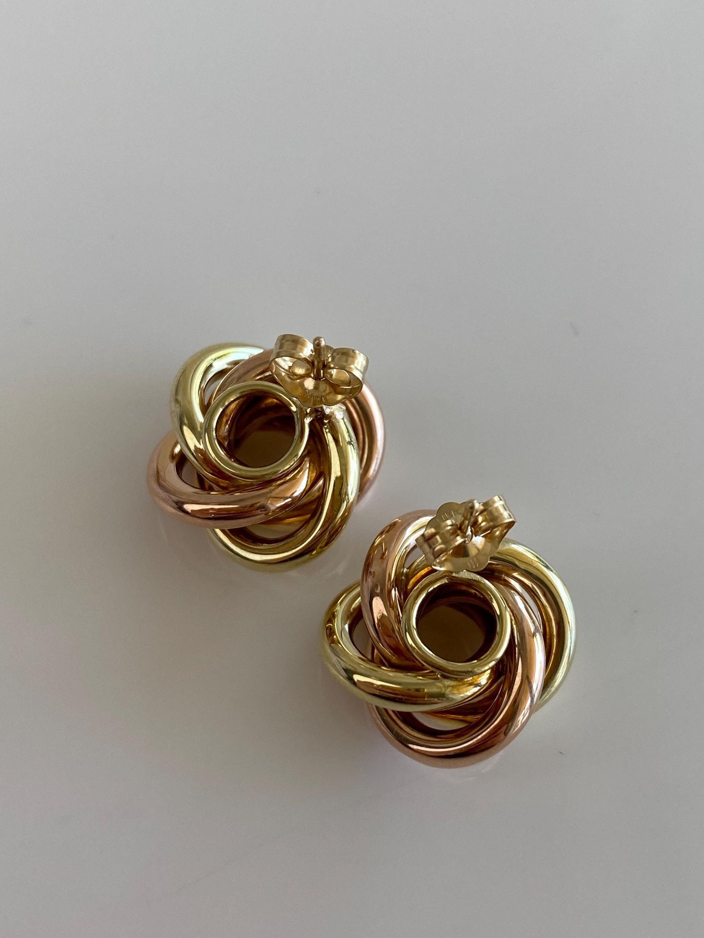 Vintage 14k Rose & Yellow Gold Knot Stud Earrings