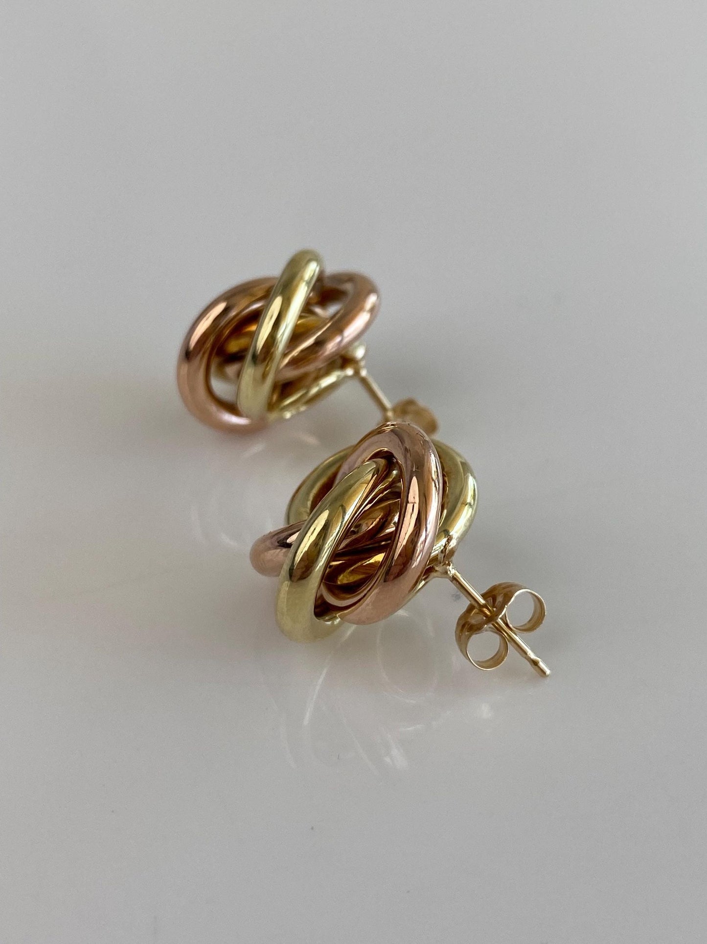 Vintage 14k Rose & Yellow Gold Knot Stud Earrings