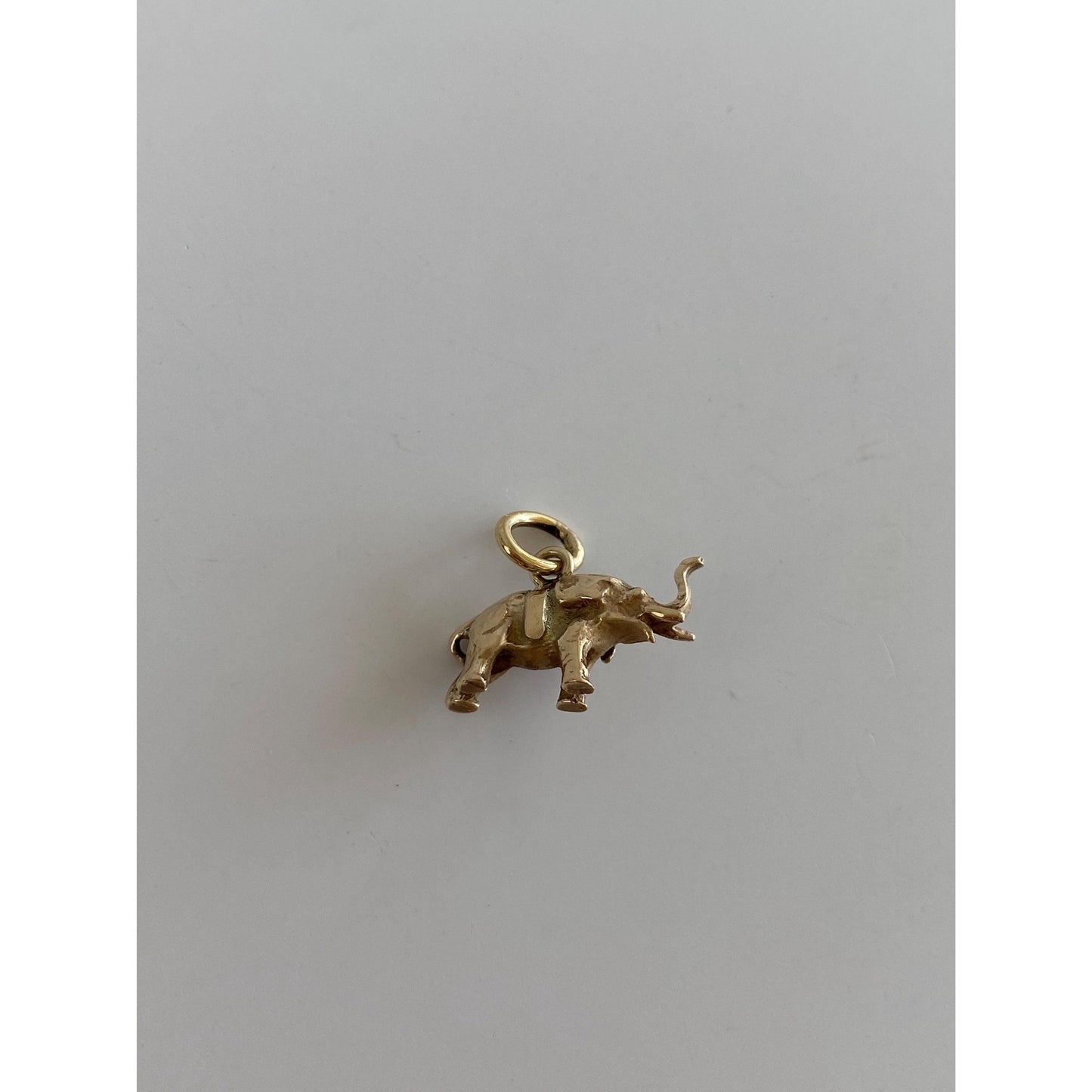 Vintage Solid 14k Yellow Gold Diamond Elephant Charm