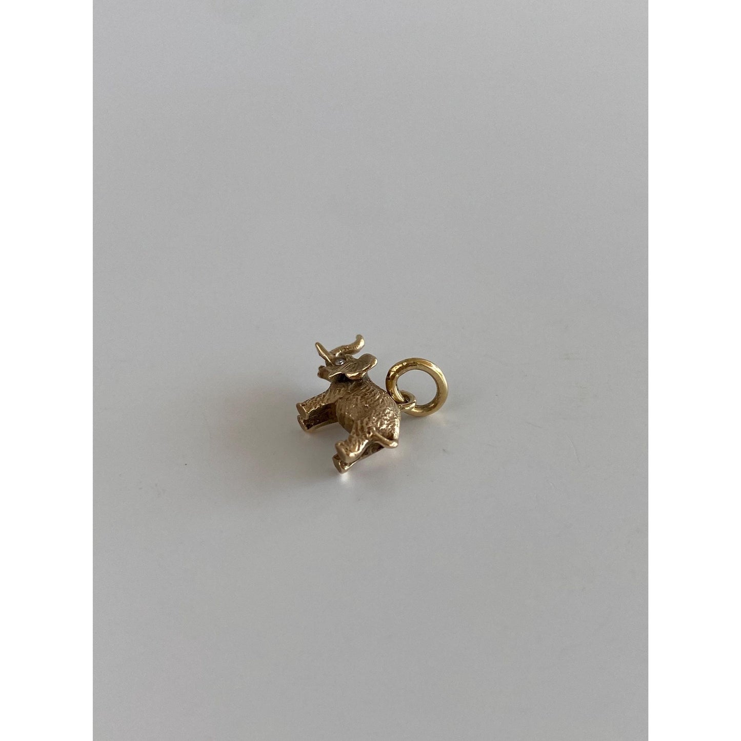 Vintage Solid 14k Yellow Gold Diamond Elephant Charm