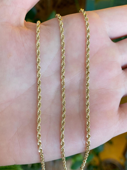 Vintage Solid 10k Yellow Gold Rope Chain Necklace - 20 inches