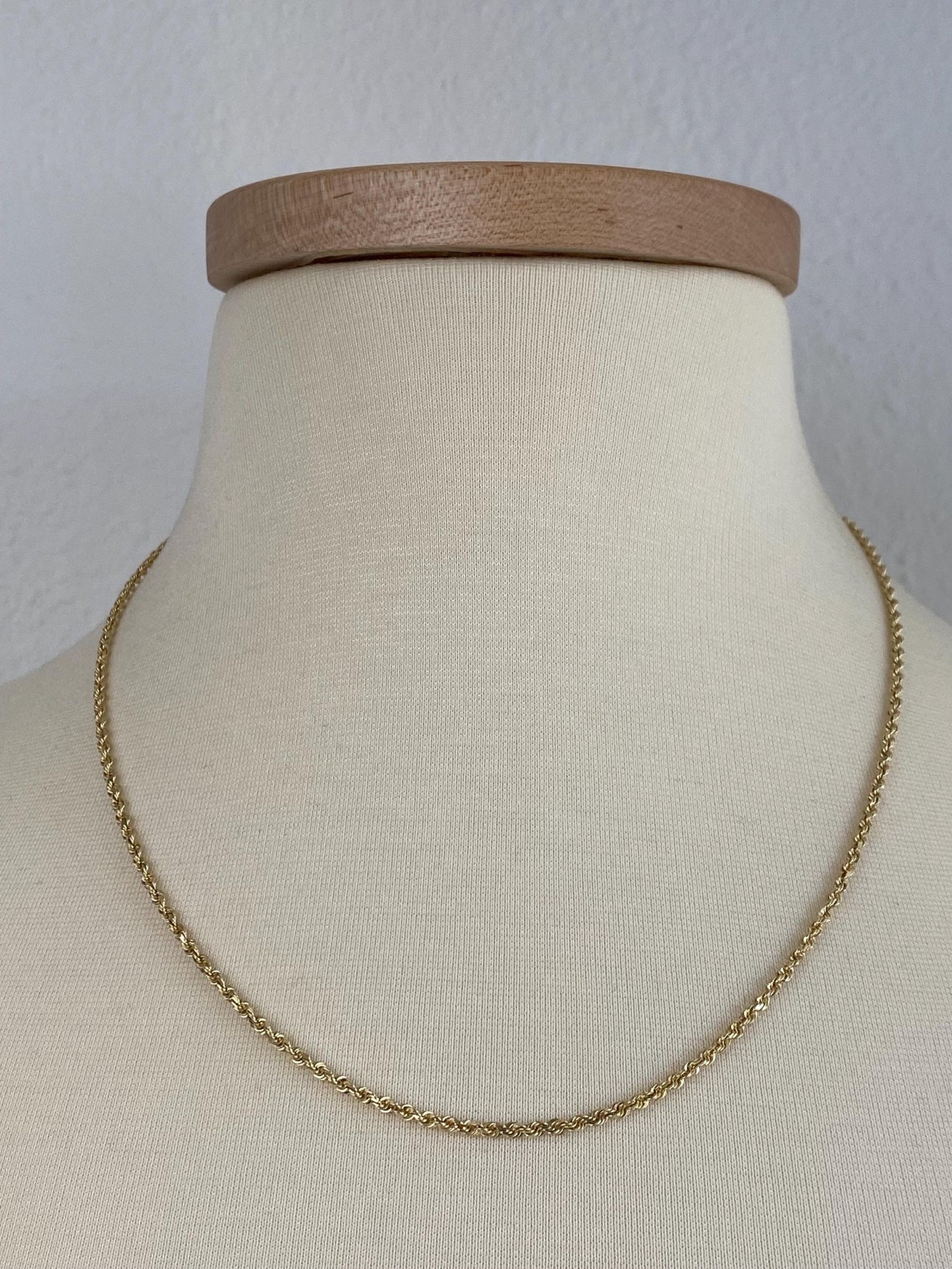 Vintage Solid 10k Yellow Gold Rope Chain Necklace - 20 inches