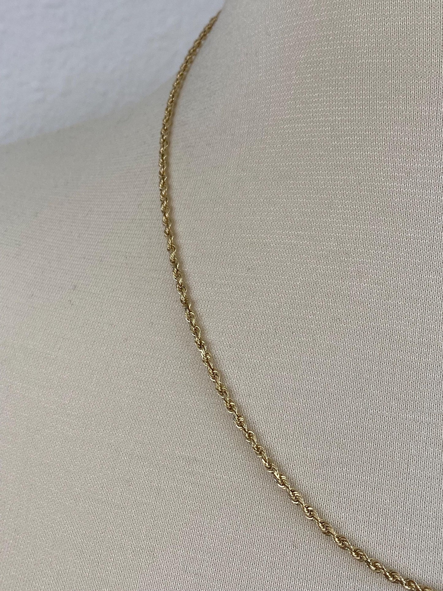 Vintage Solid 10k Yellow Gold Rope Chain Necklace - 20 inches