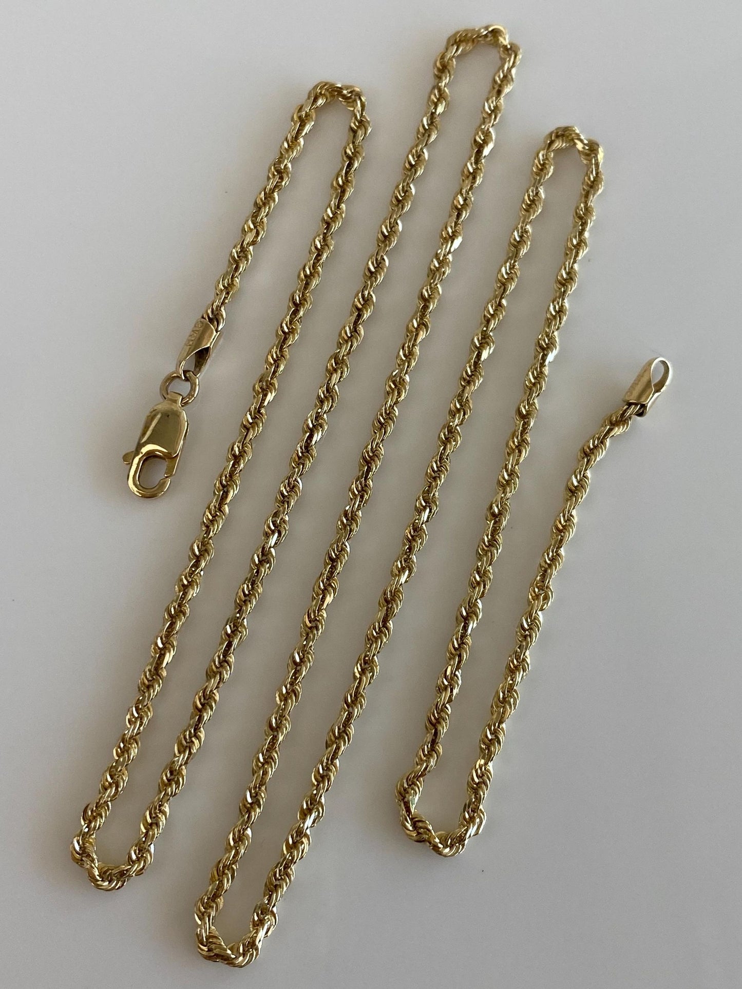 Vintage Solid 10k Yellow Gold Rope Chain Necklace - 20 inches