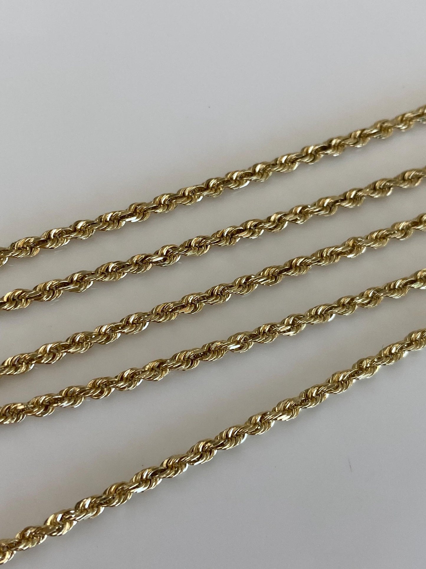Vintage Solid 10k Yellow Gold Rope Chain Necklace - 20 inches