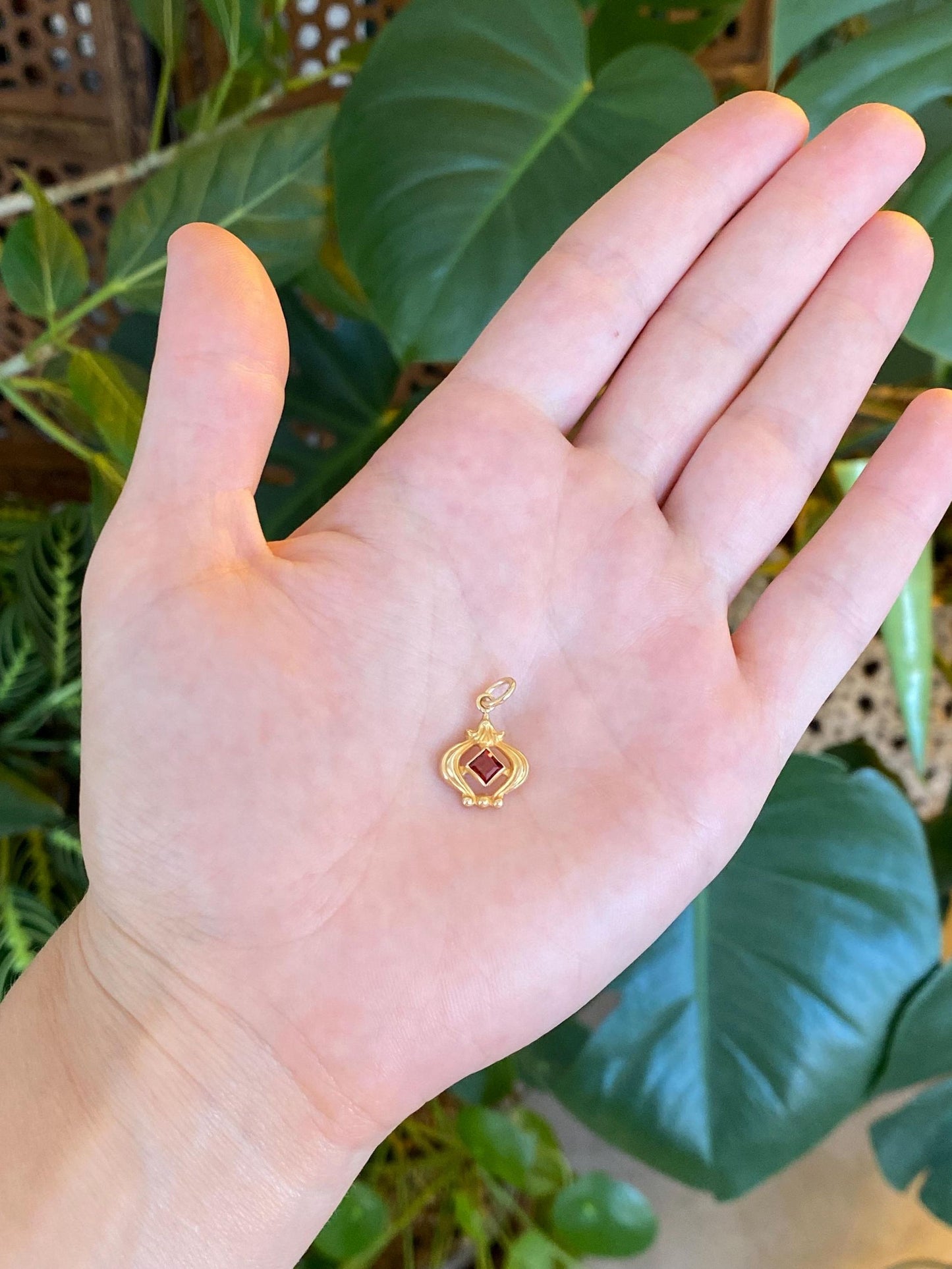 Vintage Solid 14k Yellow Gold Red Spinel Stick Pin Conversion Charm