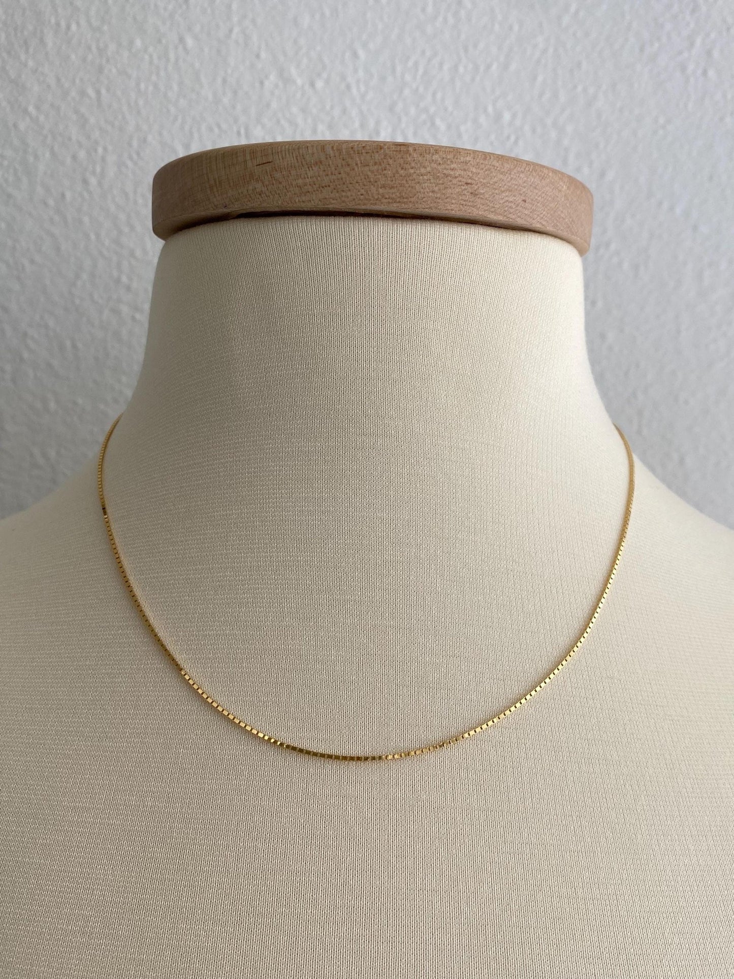 Vintage Solid 14k Yellow Gold Box Chain Necklace - 18 inches