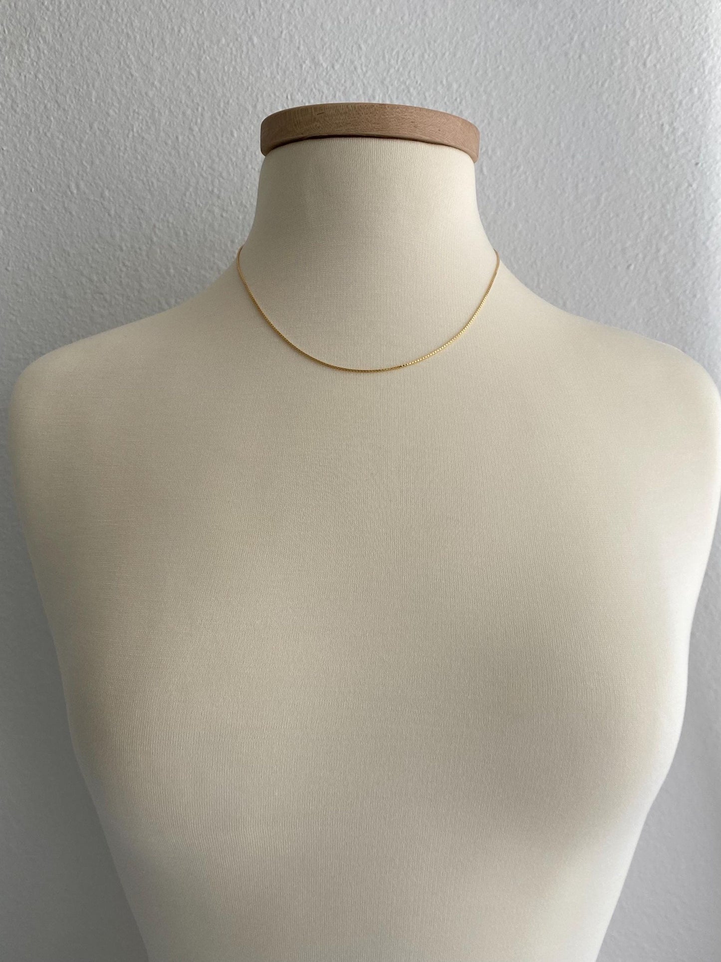 Vintage Solid 14k Yellow Gold Box Chain Necklace - 18 inches