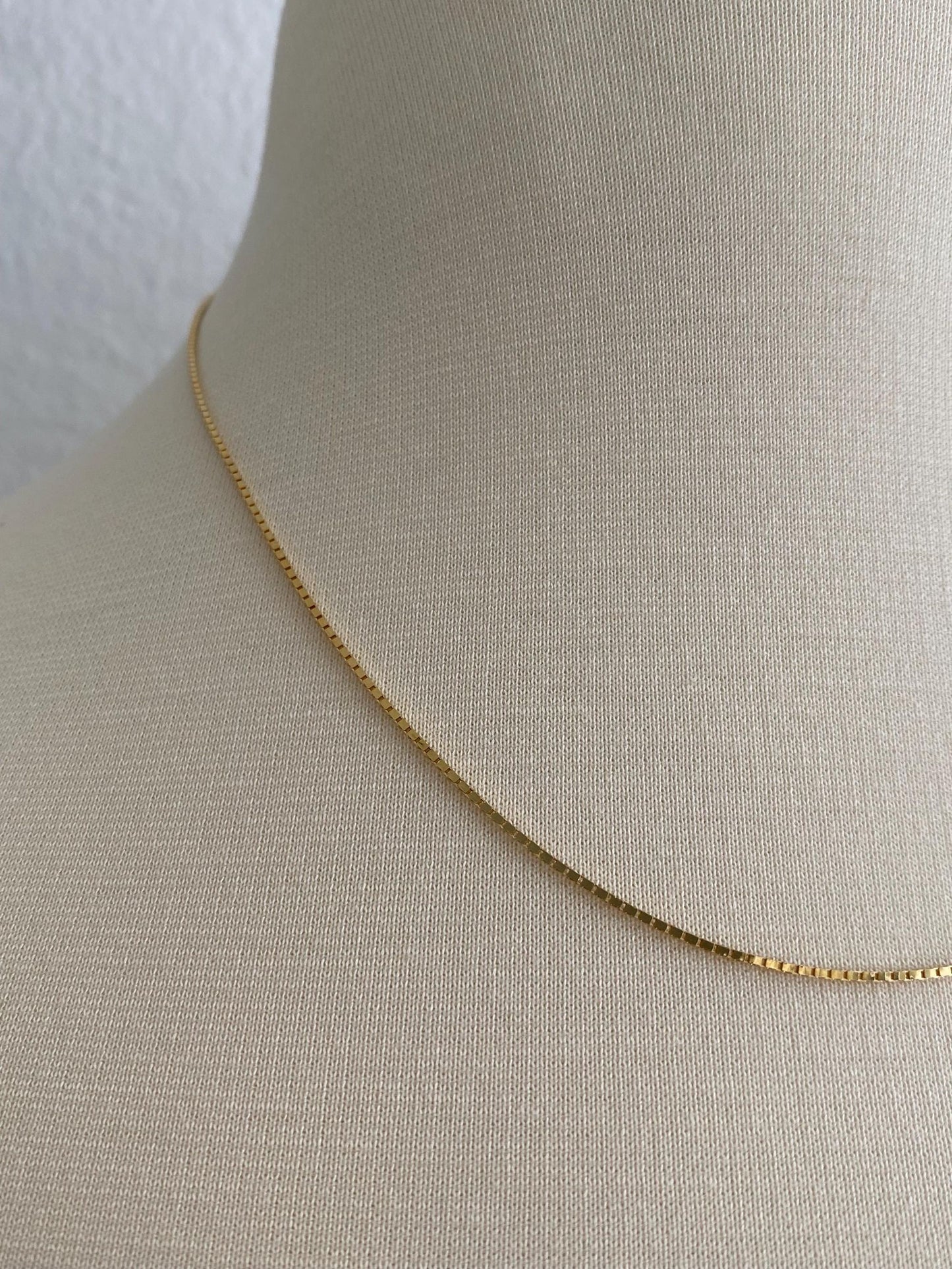 Vintage Solid 14k Yellow Gold Box Chain Necklace - 18 inches