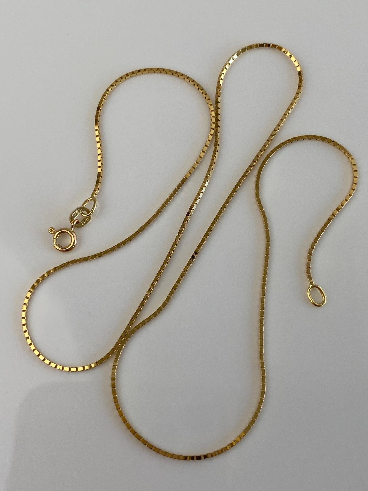 Vintage Solid 14k Yellow Gold Box Chain Necklace - 18 inches