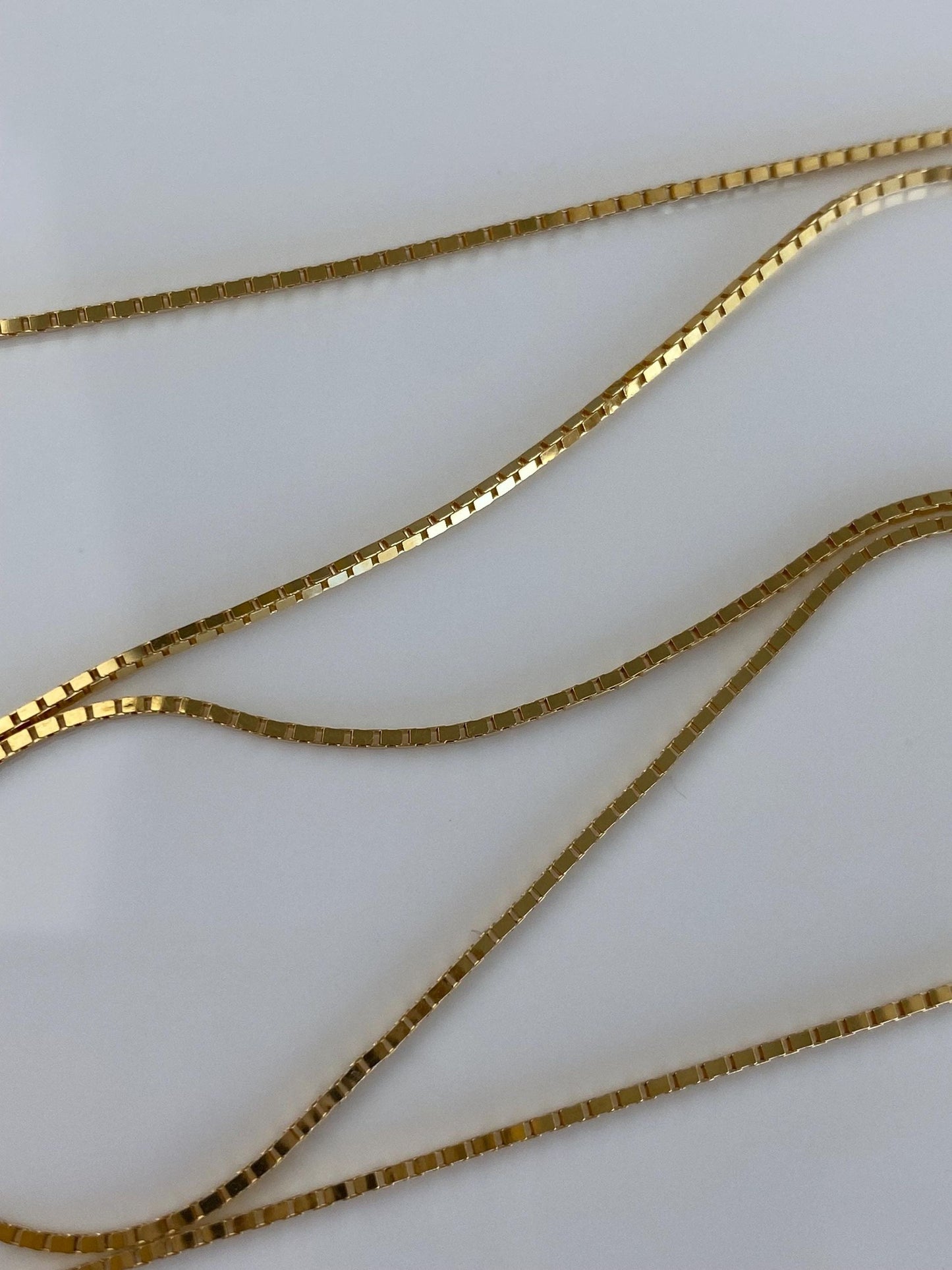 Vintage Solid 14k Yellow Gold Box Chain Necklace - 18 inches