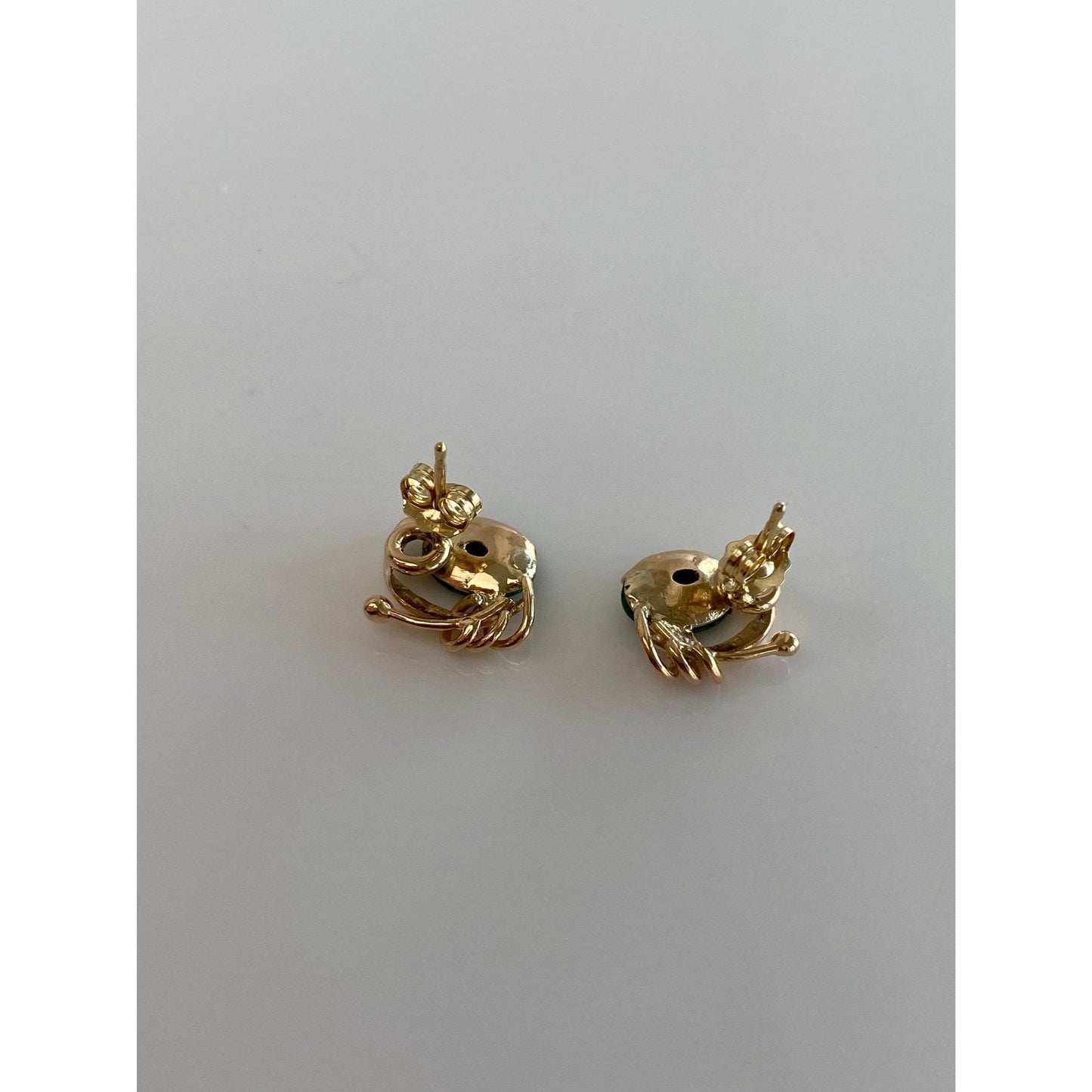 Vintage Solid 14k Yellow Gold Jade Stud Earrings