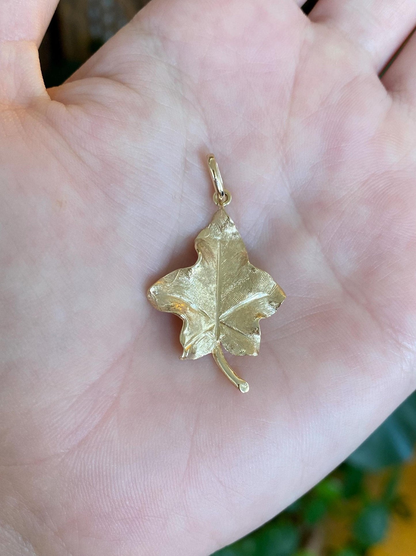 Vintage Solid 14k Yellow Gold Leaf Charm
