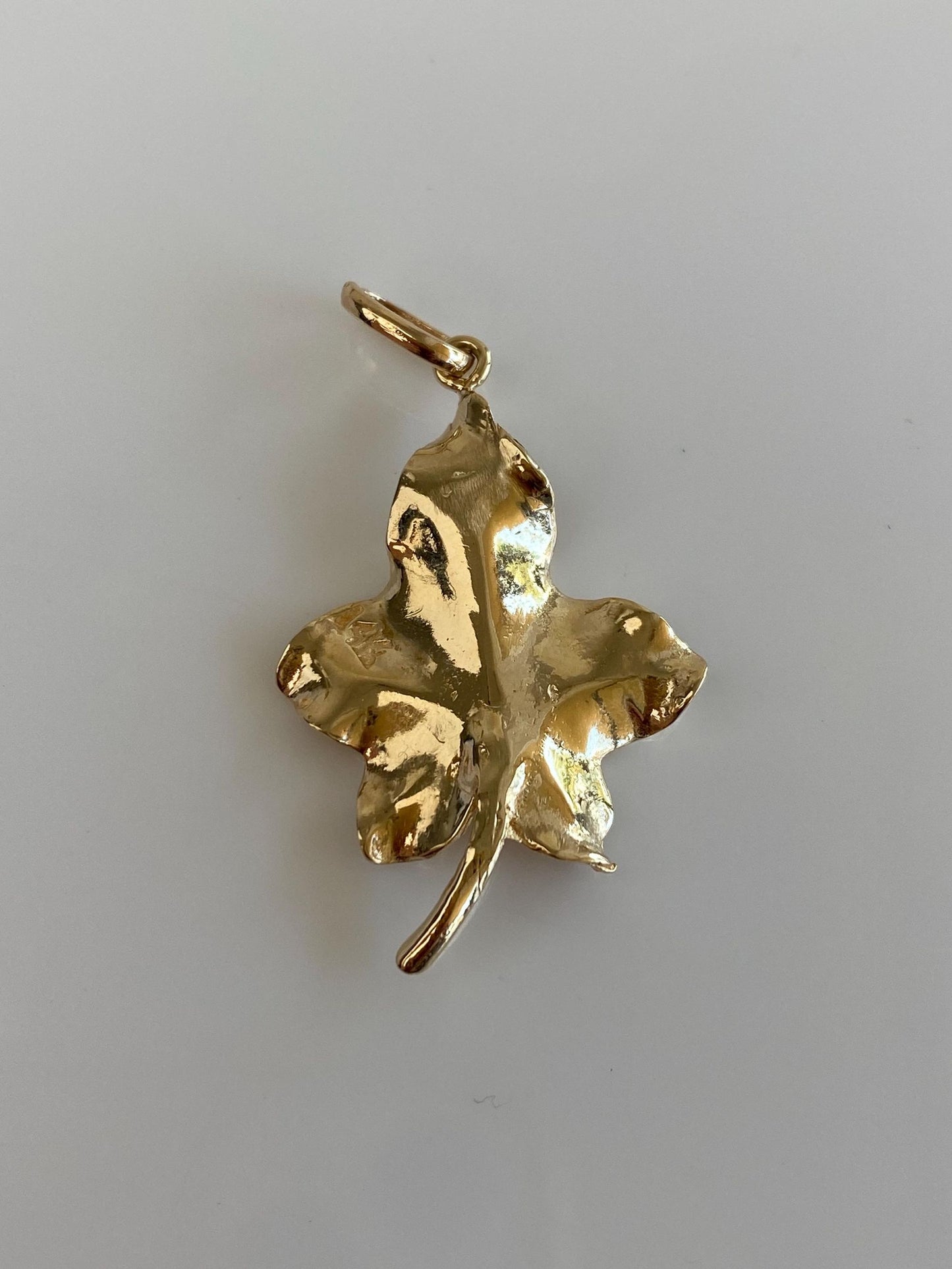 Vintage Solid 14k Yellow Gold Leaf Charm