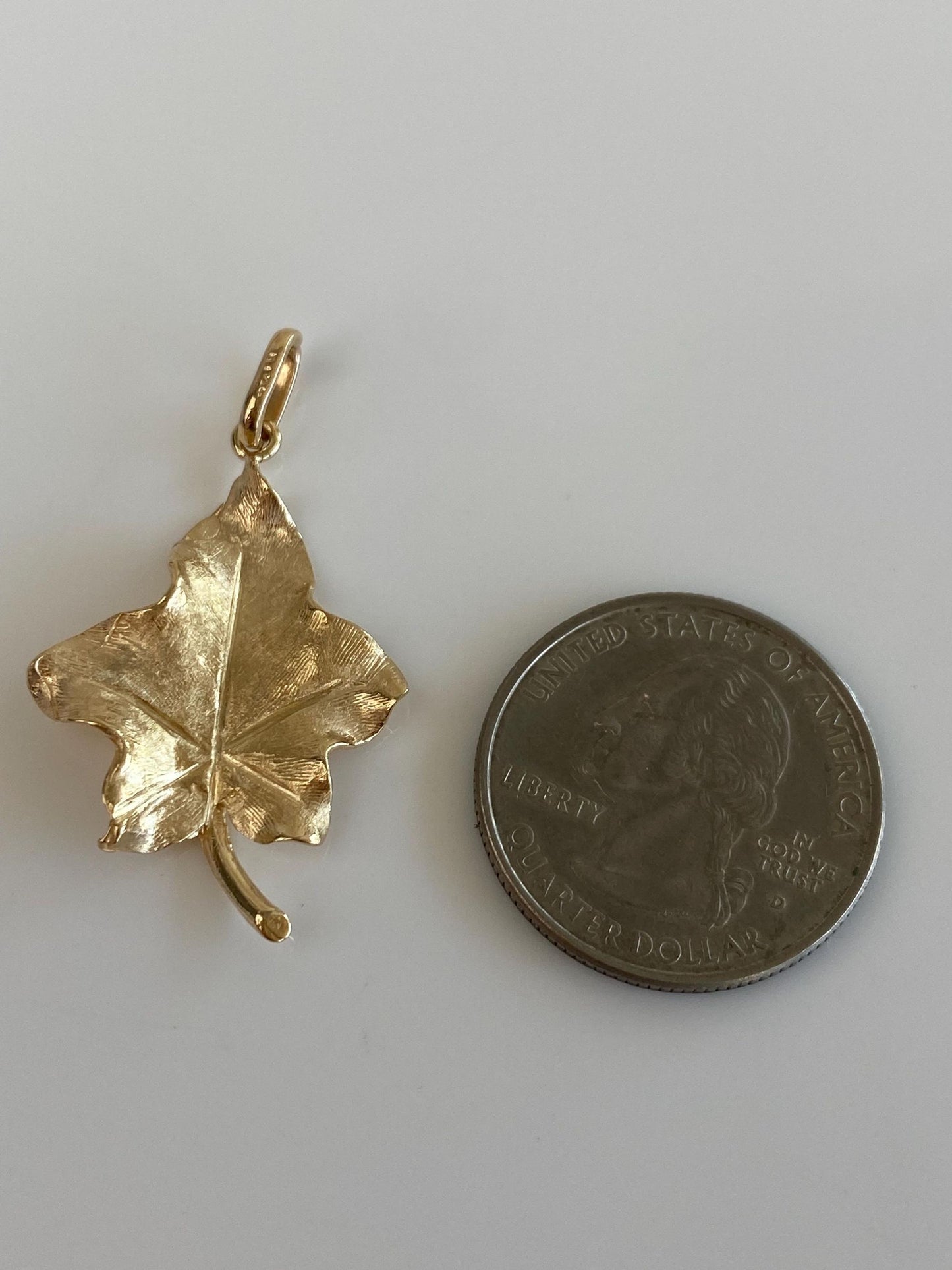 Vintage Solid 14k Yellow Gold Leaf Charm