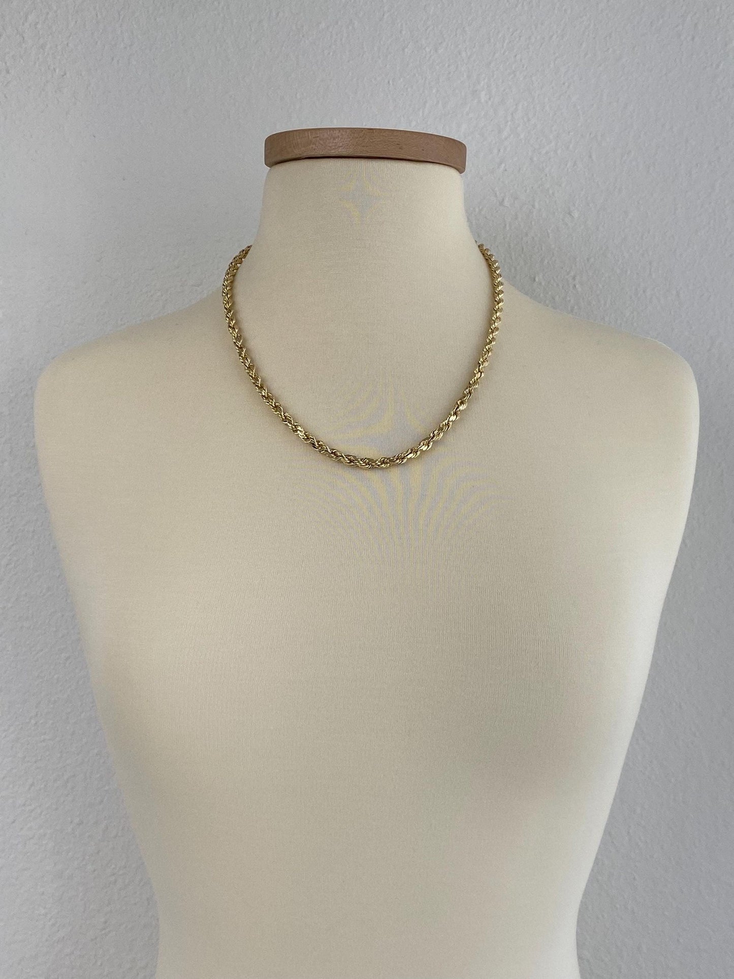 Vintage 10k Yellow Gold Chunky Rope Chain Necklace - 22 inches