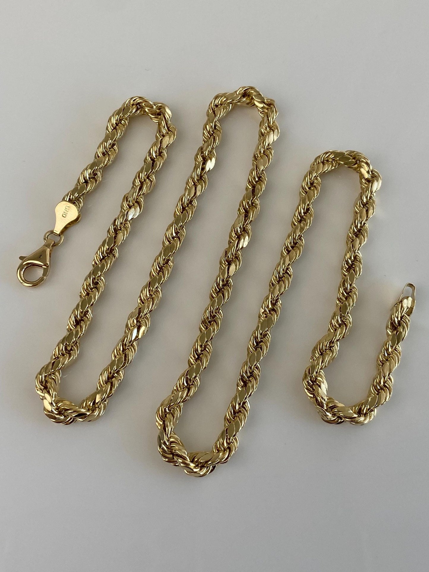 Vintage 10k Yellow Gold Chunky Rope Chain Necklace - 22 inches