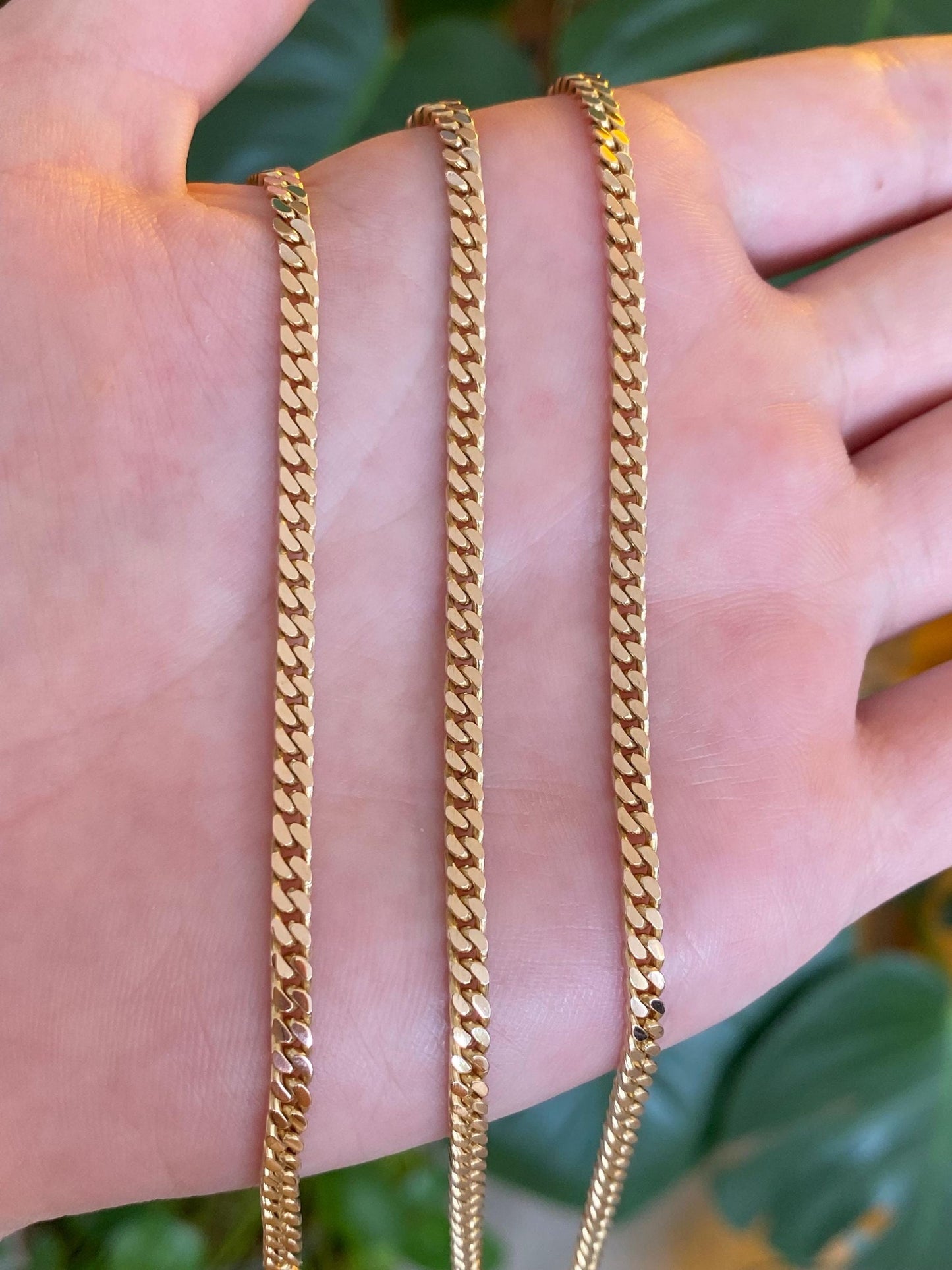 Vintage Solid 12k Yellow Gold Flat Curb Chain Necklace - 22 inches