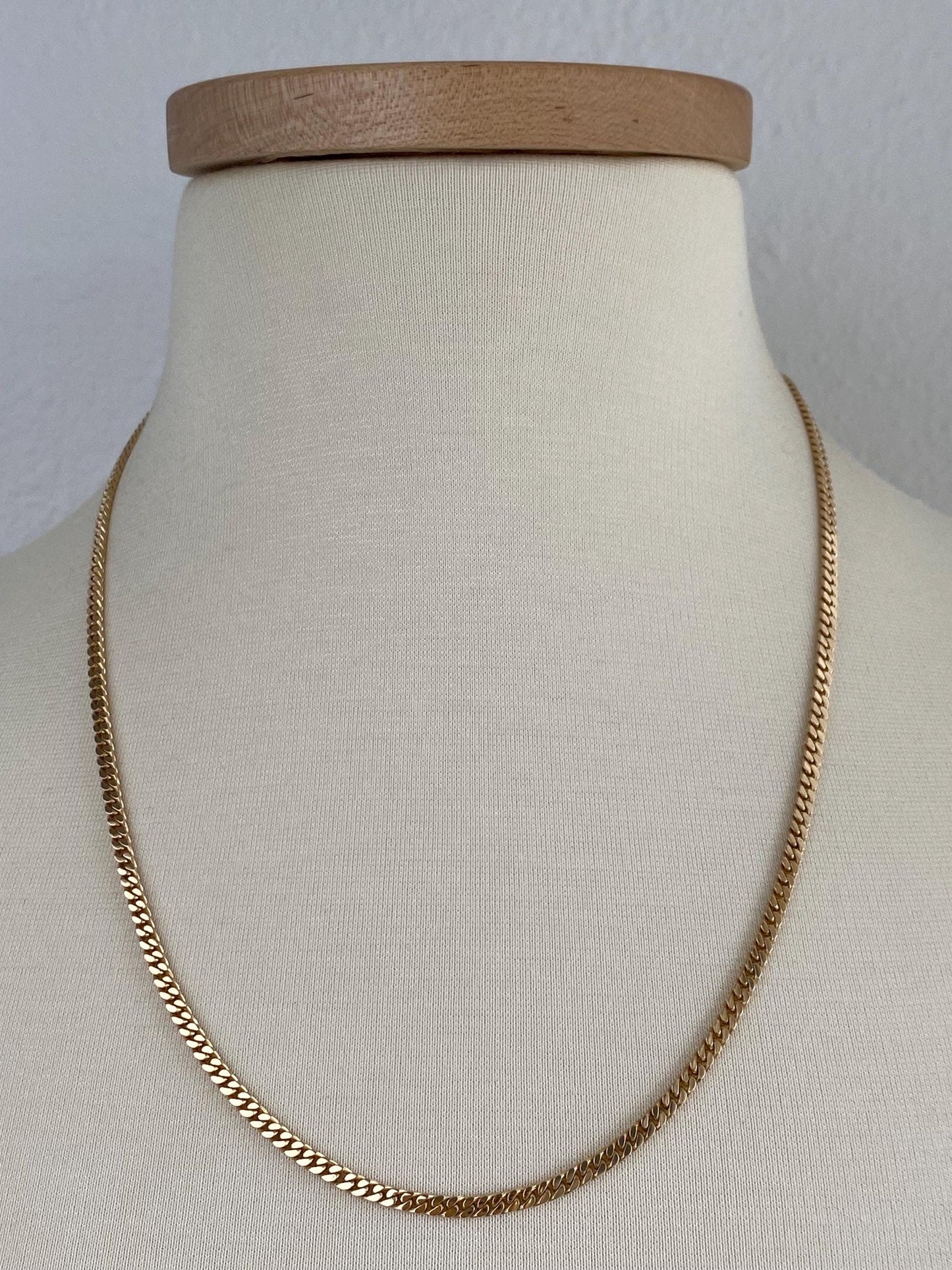 Vintage Solid 12k Yellow Gold Flat Curb Chain Necklace - 22 inches