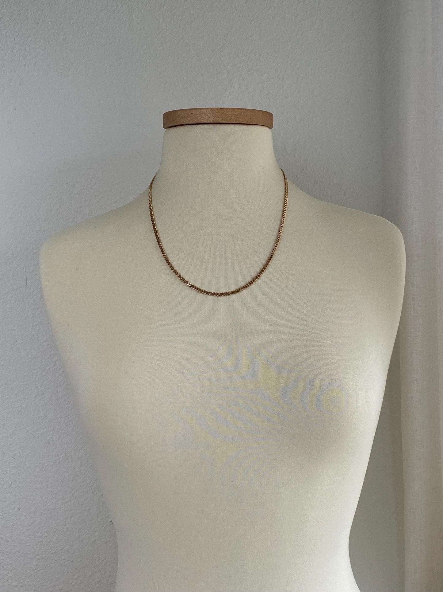 Vintage Solid 12k Yellow Gold Flat Curb Chain Necklace - 22 inches