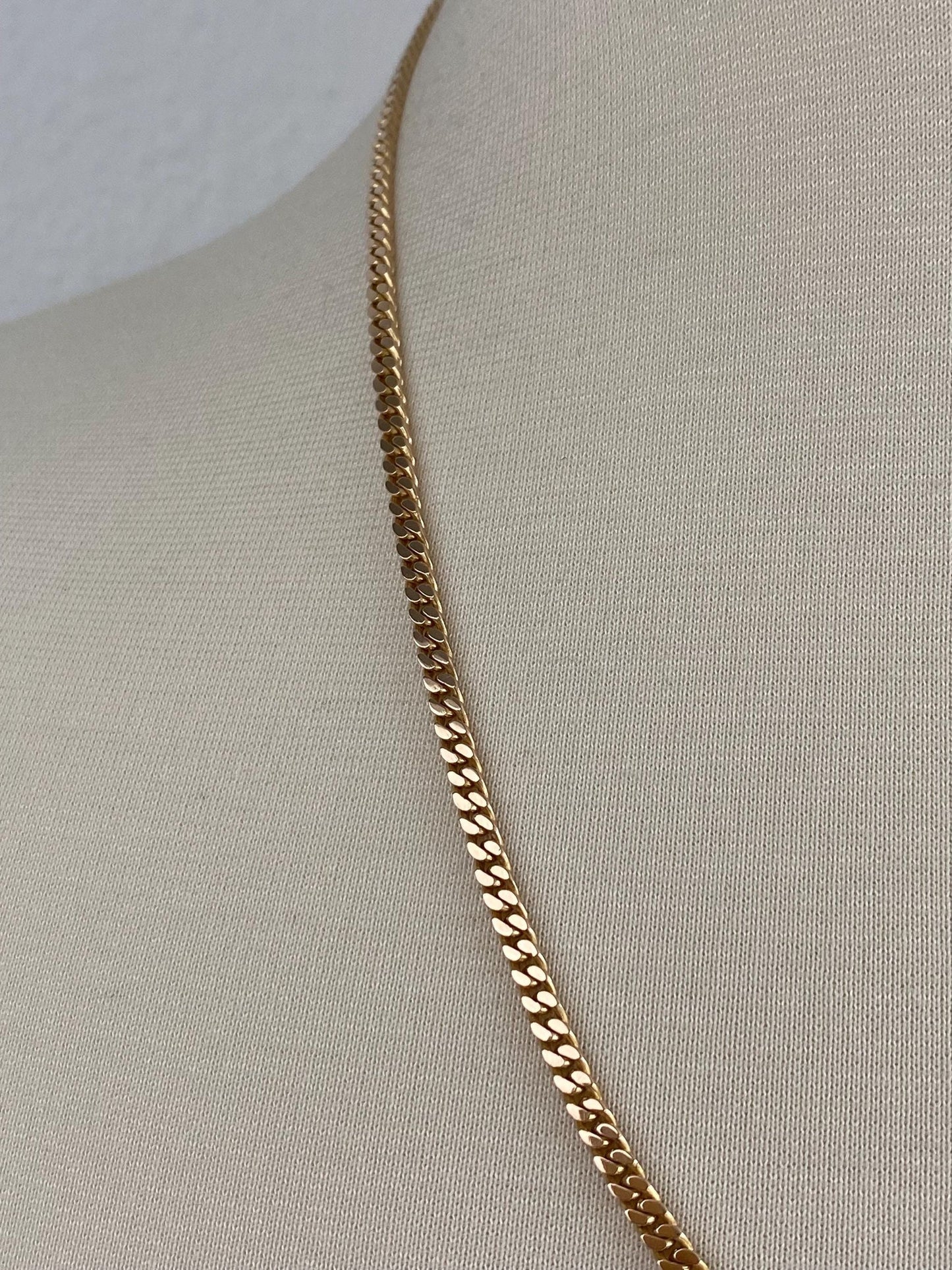Vintage Solid 12k Yellow Gold Flat Curb Chain Necklace - 22 inches