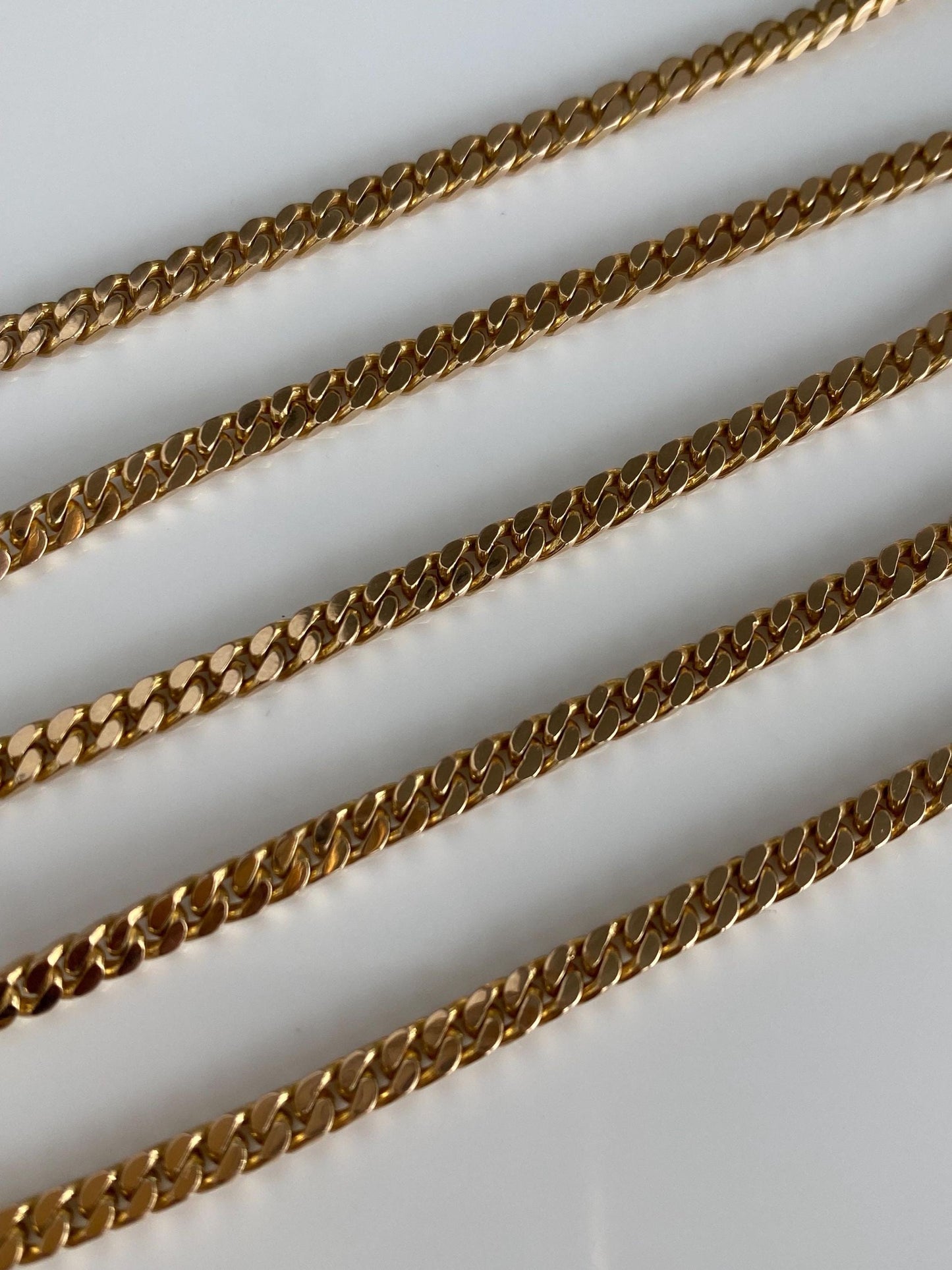 Vintage Solid 12k Yellow Gold Flat Curb Chain Necklace - 22 inches