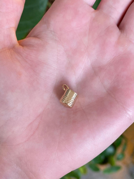 Vintage Solid 14k Yellow Gold Thimble Charm
