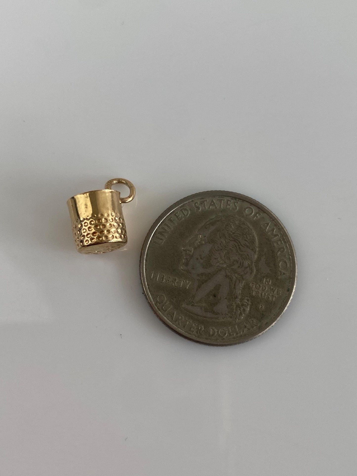 Vintage Solid 14k Yellow Gold Thimble Charm