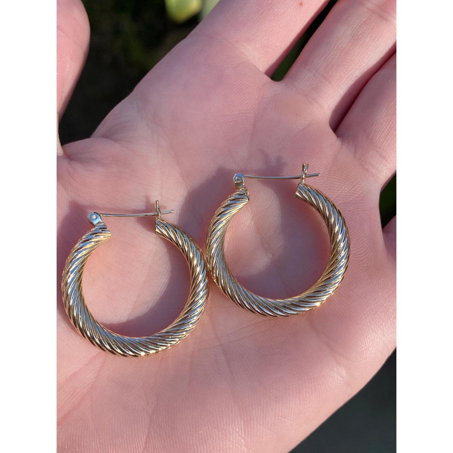 Vintage 14k Yellow Gold Chunky Twisted Hoop Earrings
