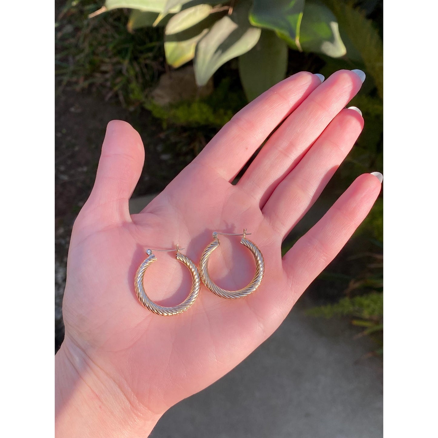 Vintage 14k Yellow Gold Chunky Twisted Hoop Earrings