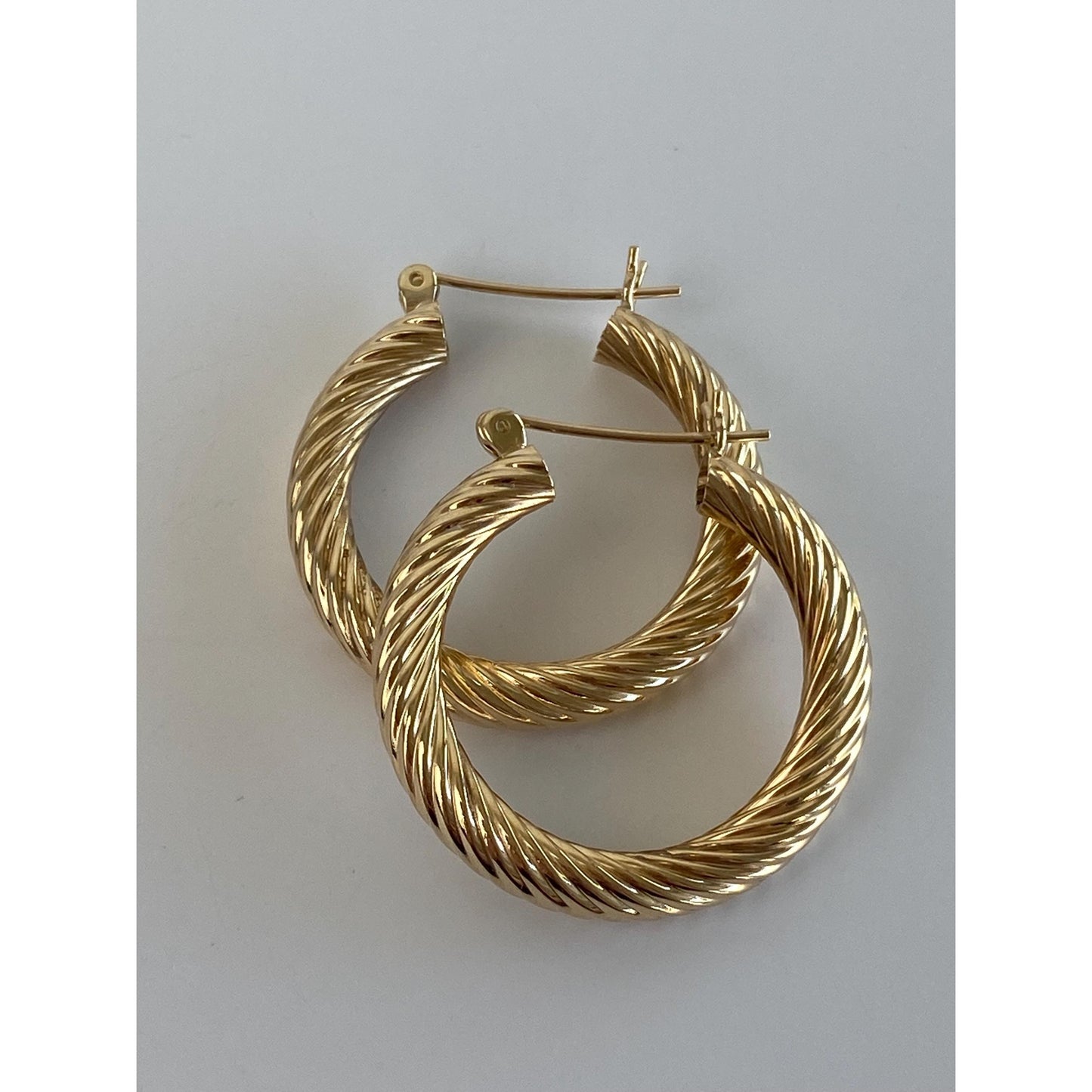 Vintage 14k Yellow Gold Chunky Twisted Hoop Earrings