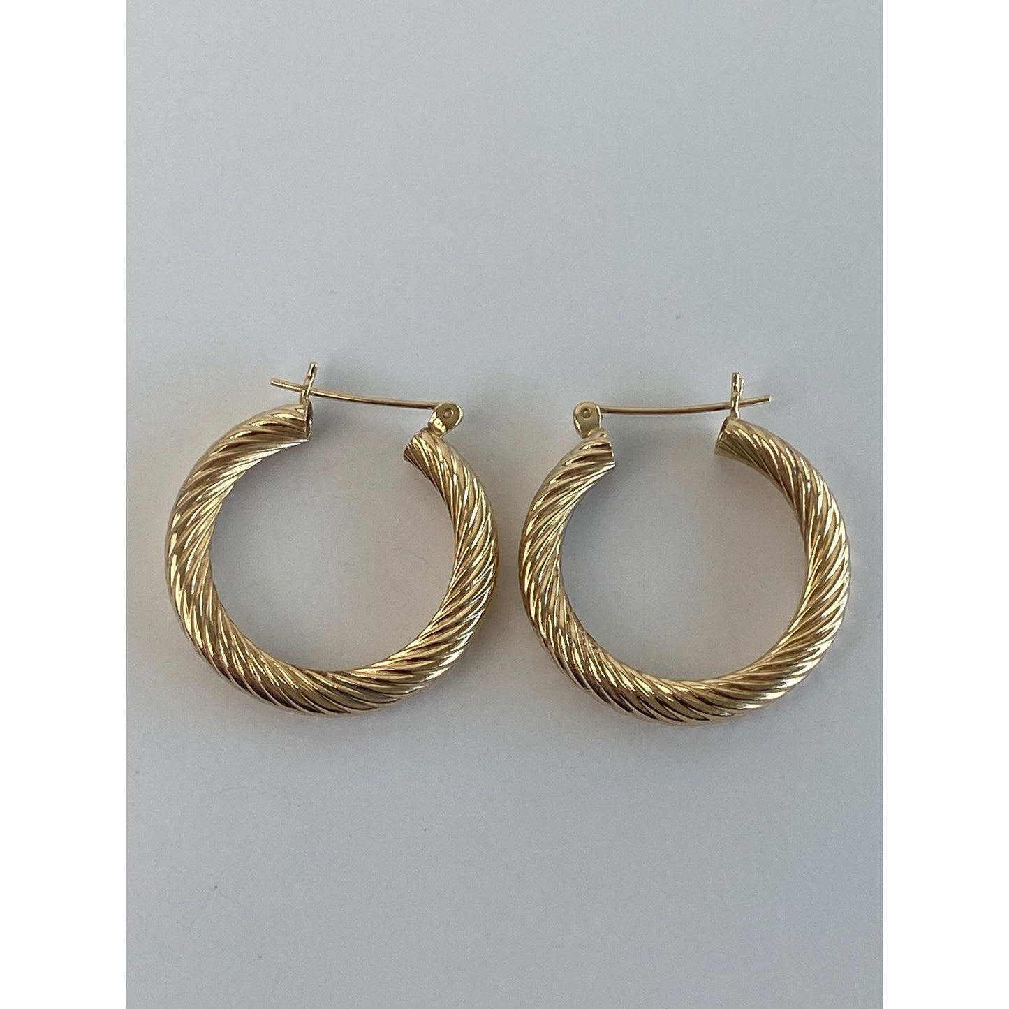 Vintage 14k Yellow Gold Chunky Twisted Hoop Earrings