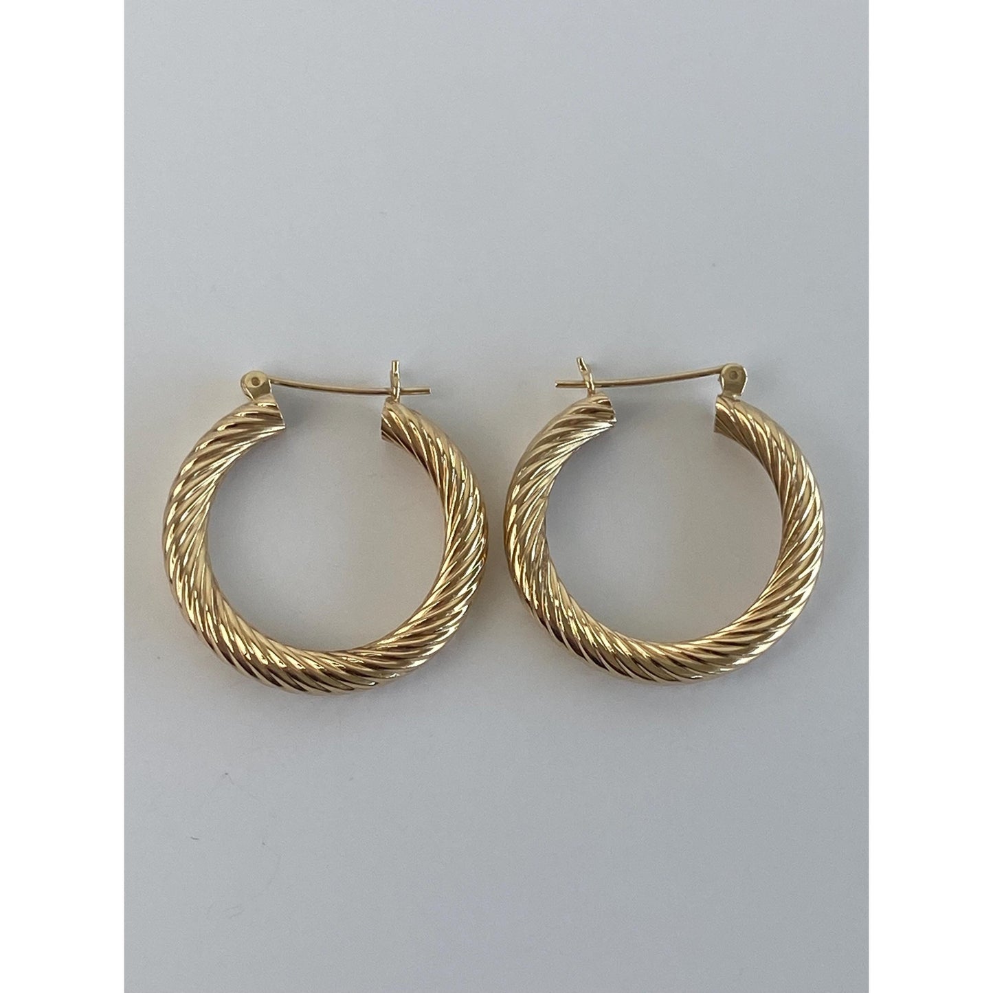 Vintage 14k Yellow Gold Chunky Twisted Hoop Earrings