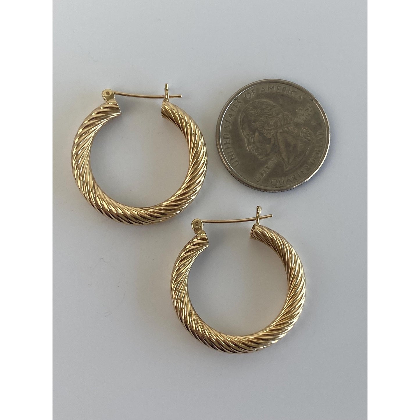 Vintage 14k Yellow Gold Chunky Twisted Hoop Earrings