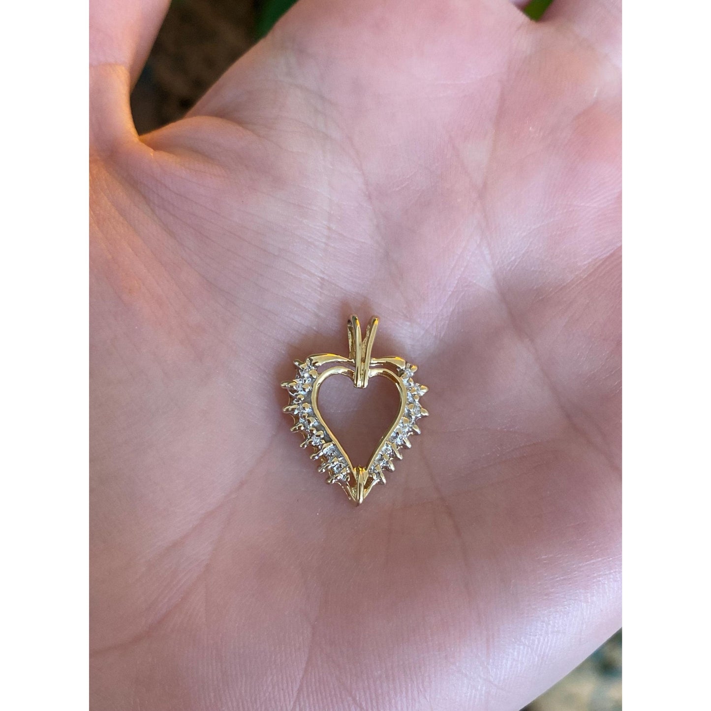 Solid 14k Yellow Gold Diamond Heart Charm