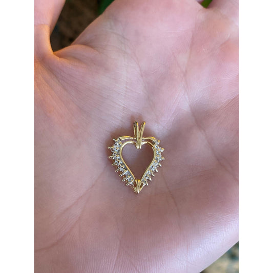 Solid 14k Yellow Gold Diamond Heart Charm