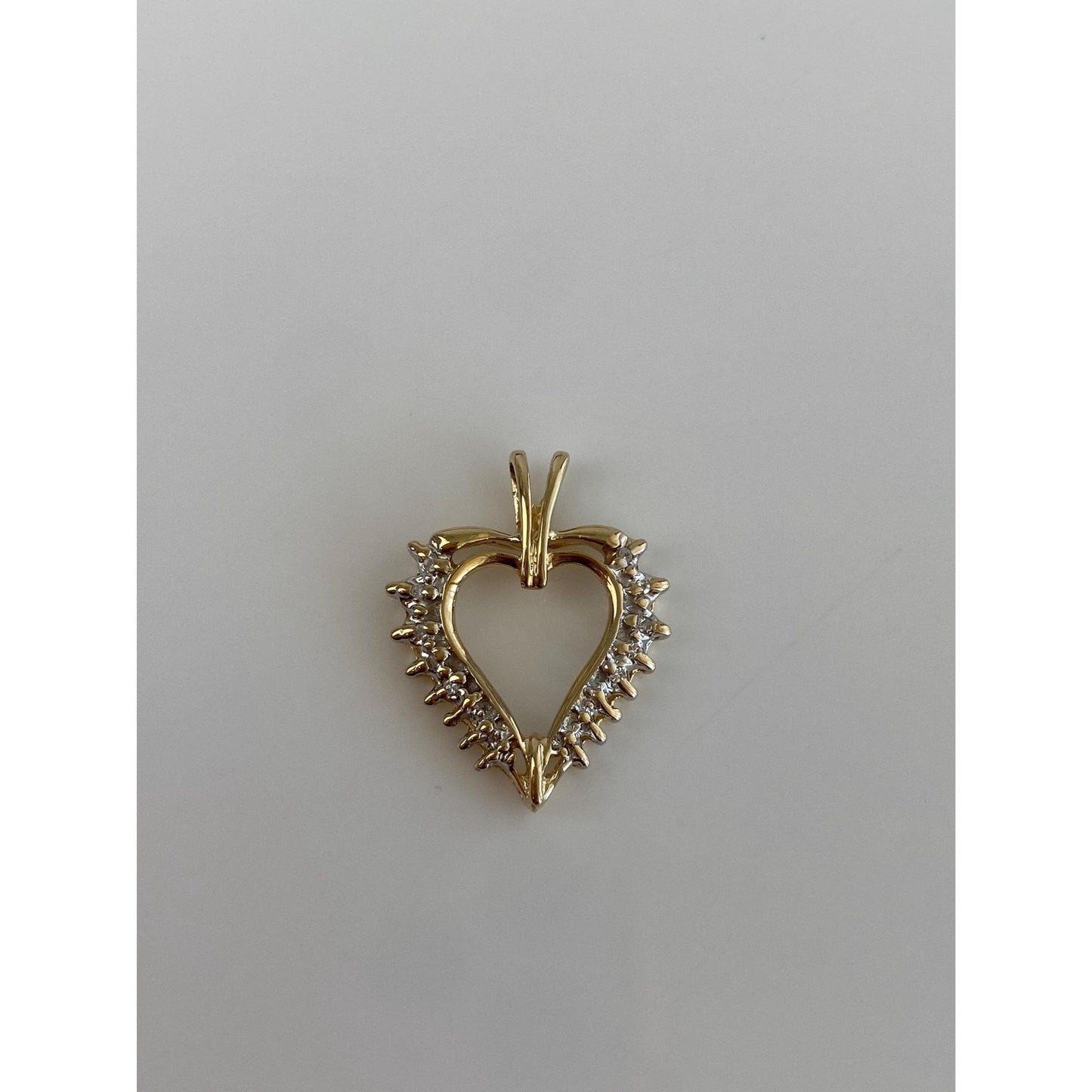 Solid 14k Yellow Gold Diamond Heart Charm