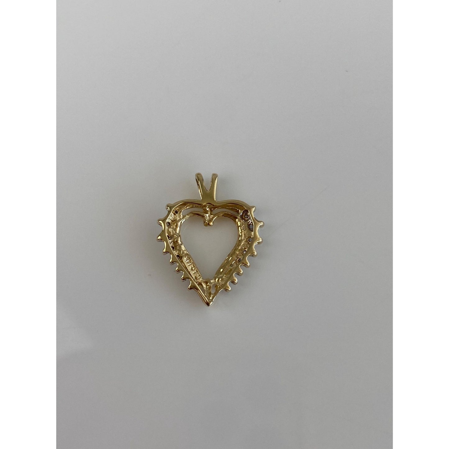 Solid 14k Yellow Gold Diamond Heart Charm