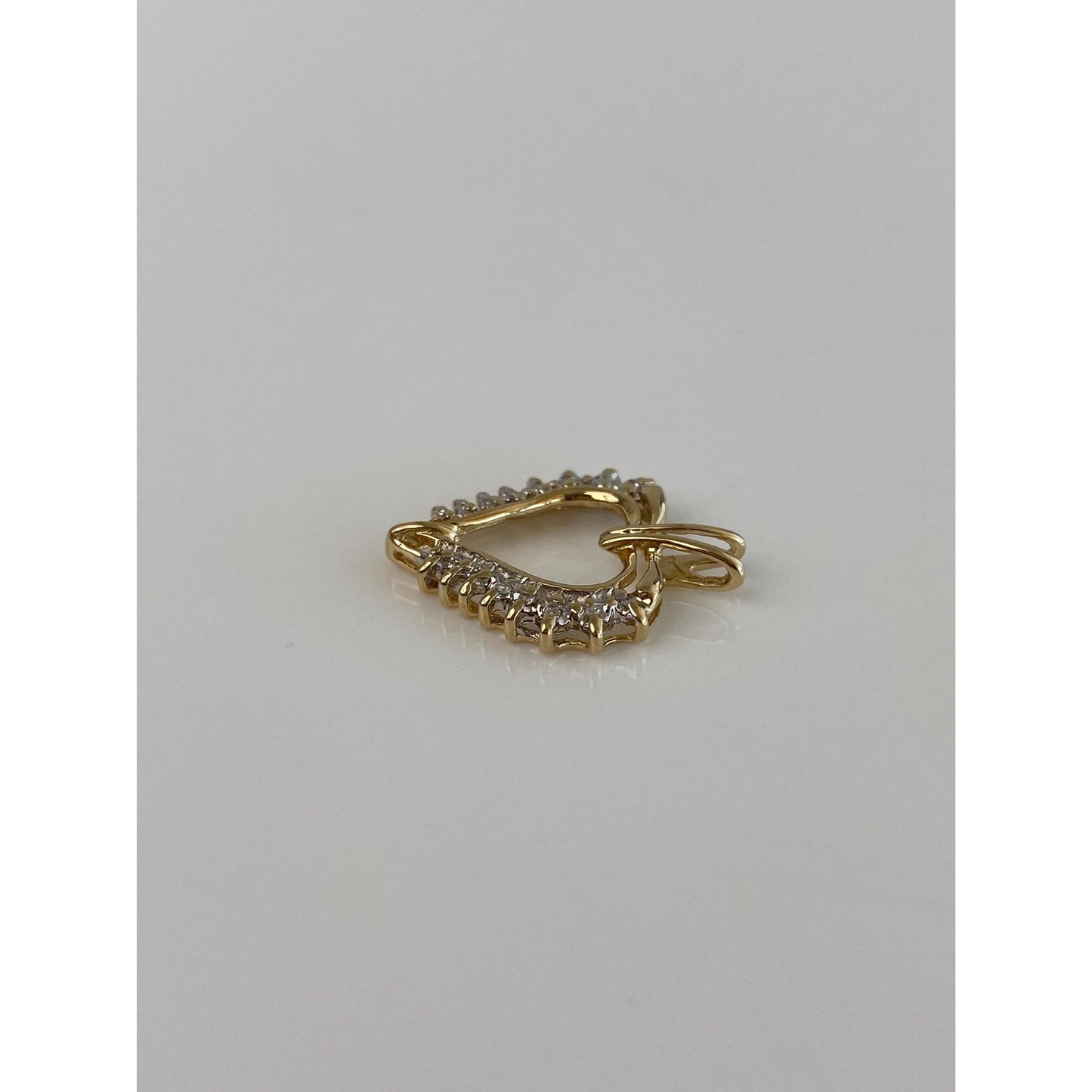 Solid 14k Yellow Gold Diamond Heart Charm
