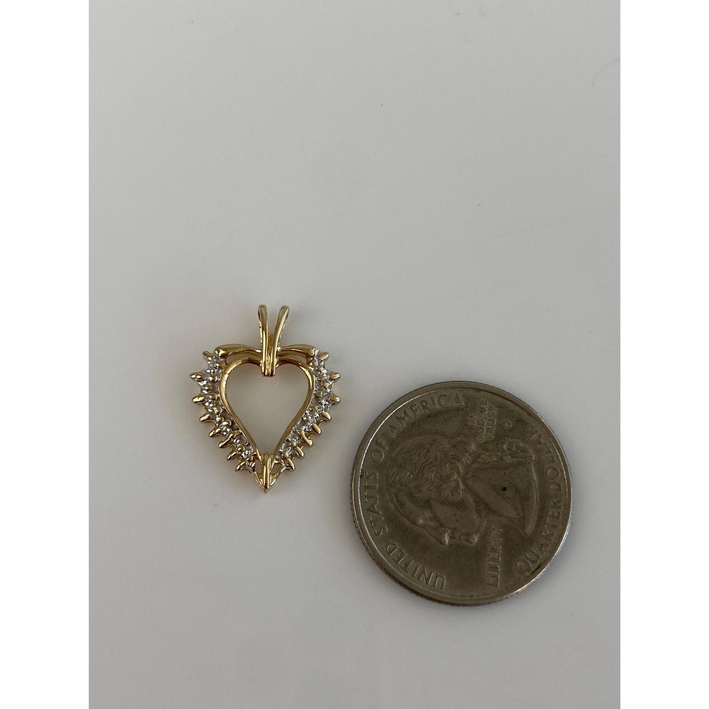 Solid 14k Yellow Gold Diamond Heart Charm