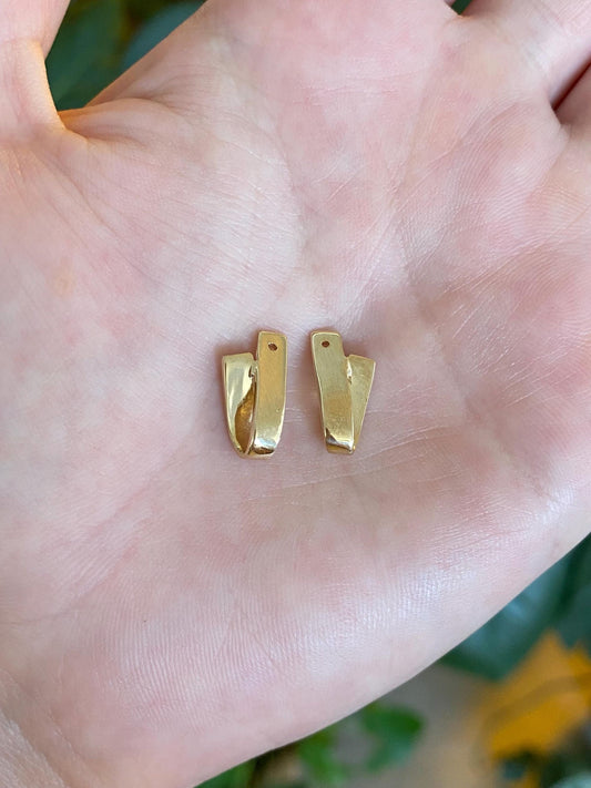 Vintage Solid 14k Yellow Gold Folded Earring Jackets