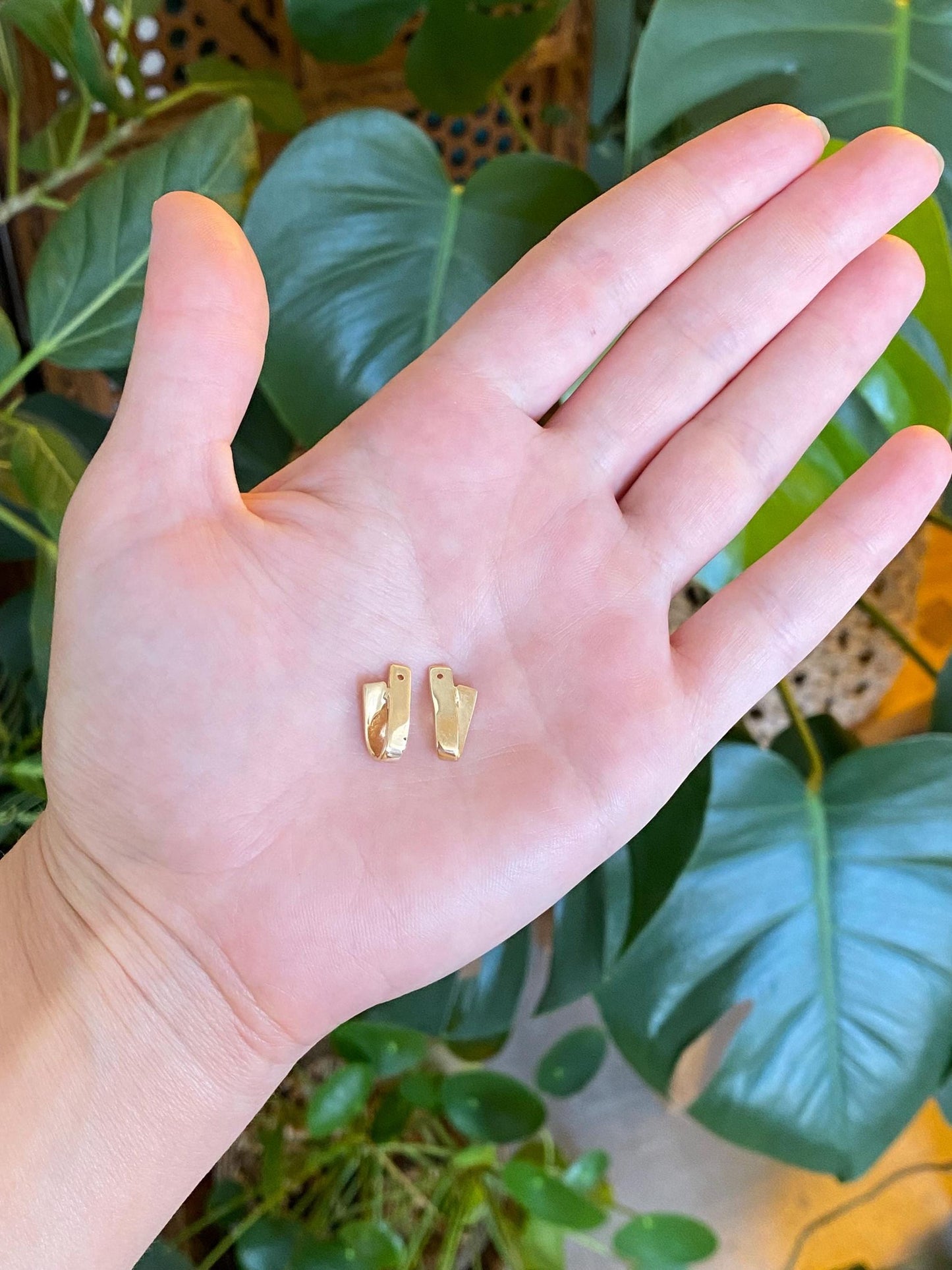 Vintage Solid 14k Yellow Gold Folded Earring Jackets
